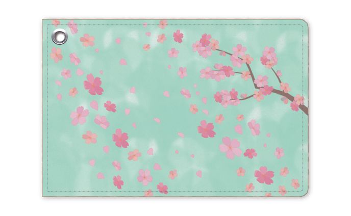 桜のカードケース【４色展開：緑色】