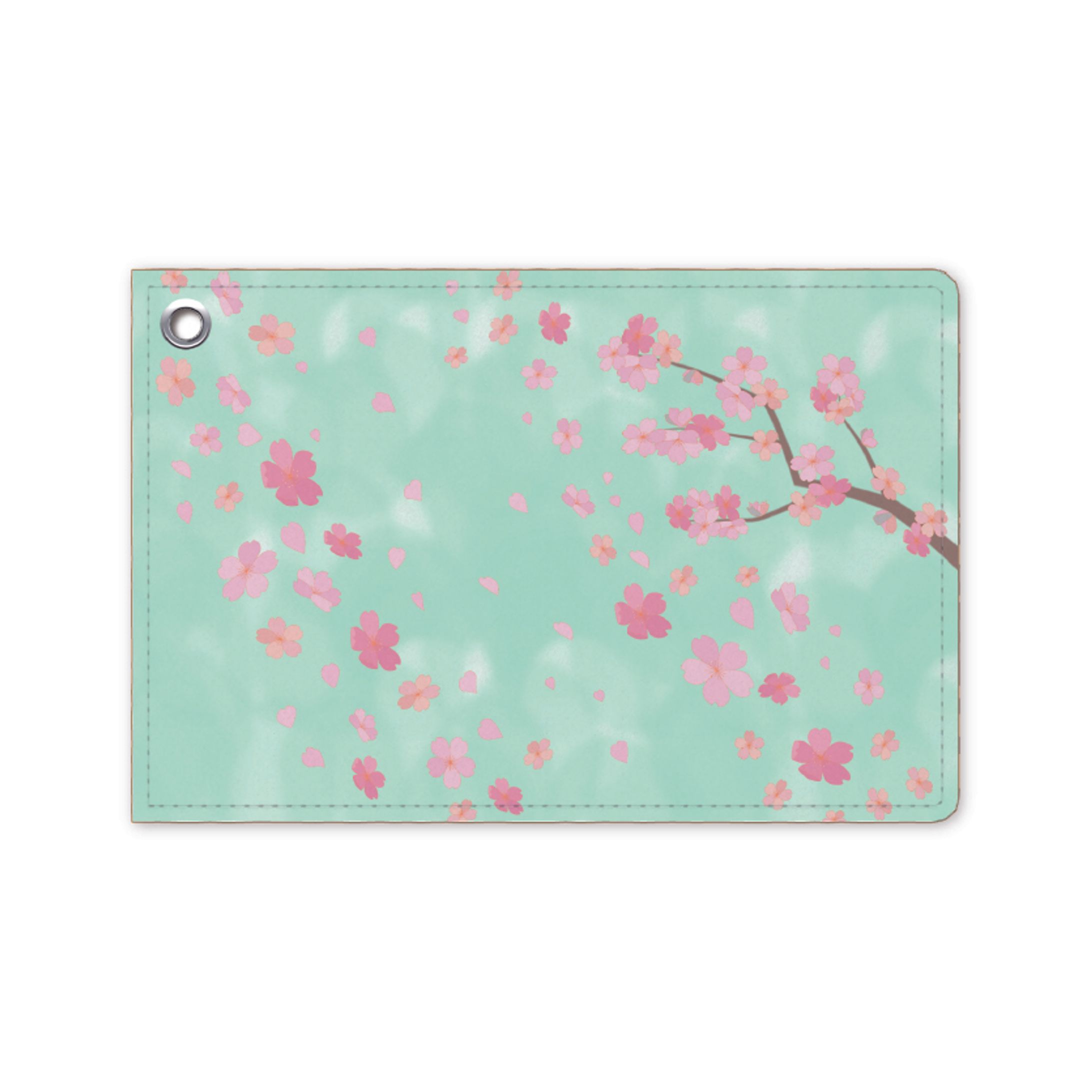桜のカードケース【４色展開：緑色】-1