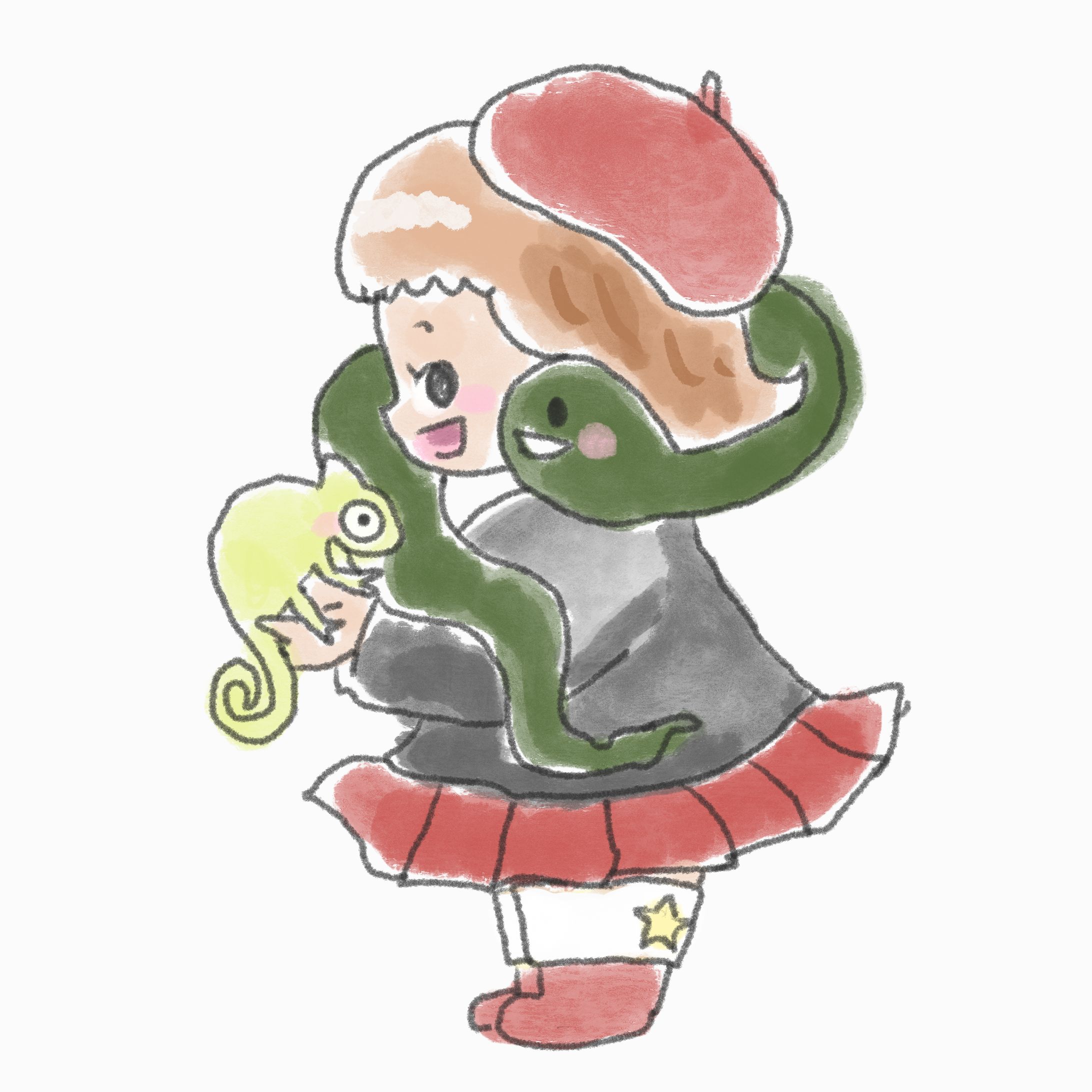 爬虫類女子イラスト-1