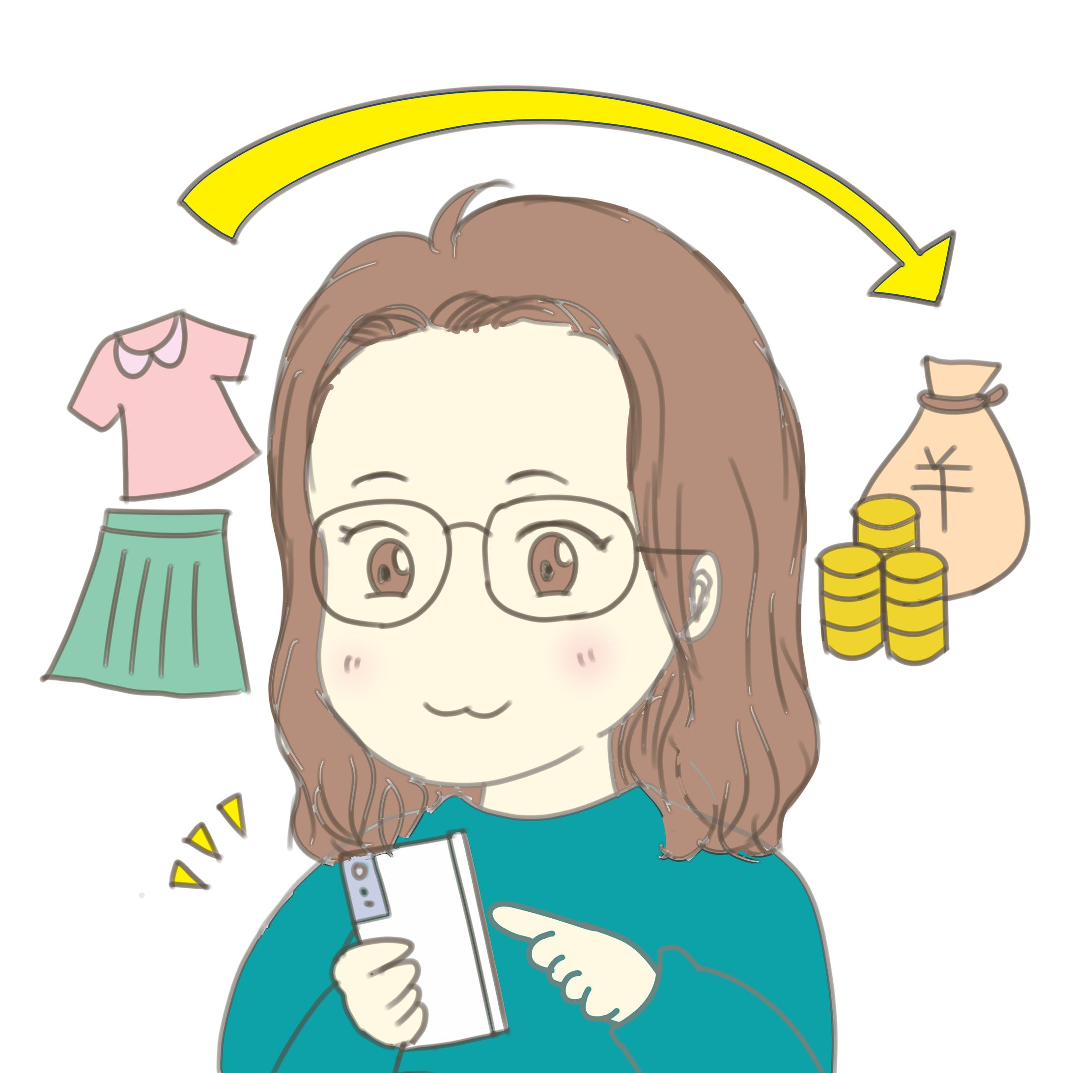 せどり　女性 （アイコンイラスト）-1