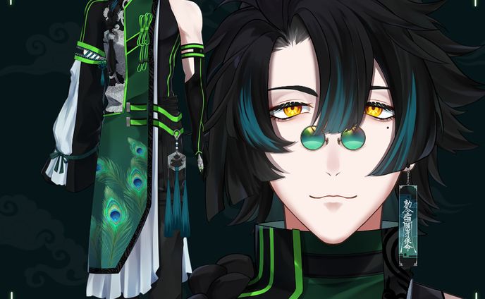 中華サイバーパンク男子　VTuberモデルイラスト