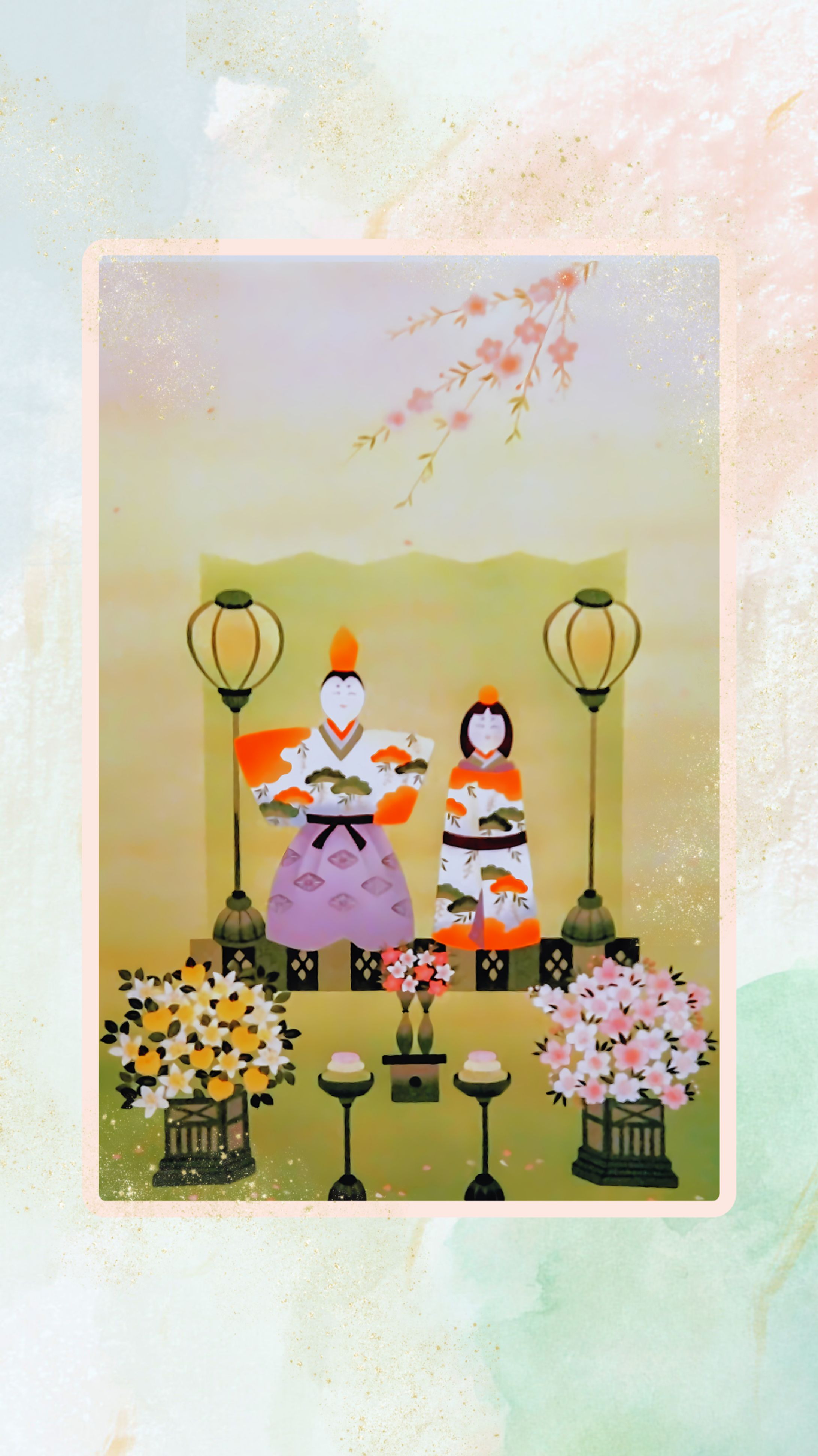 ひな祭り（紙媒体、手描き）-1