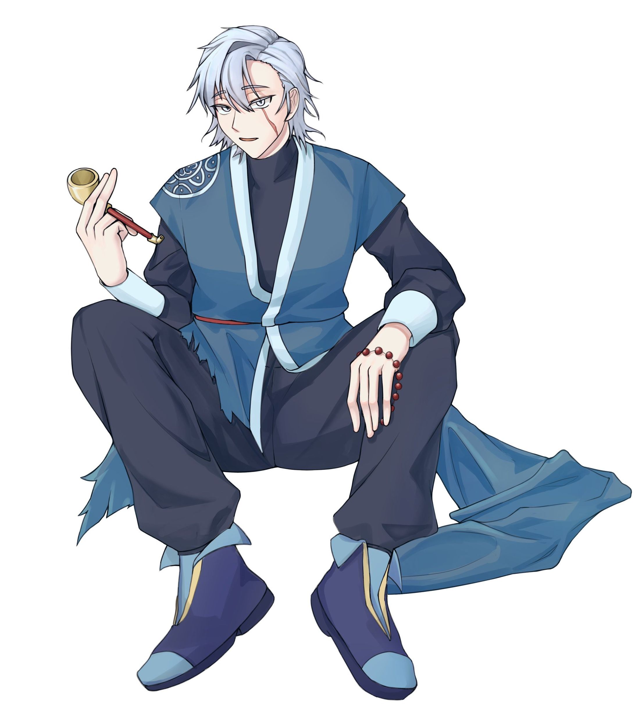 An oriental character with silver hair-1
