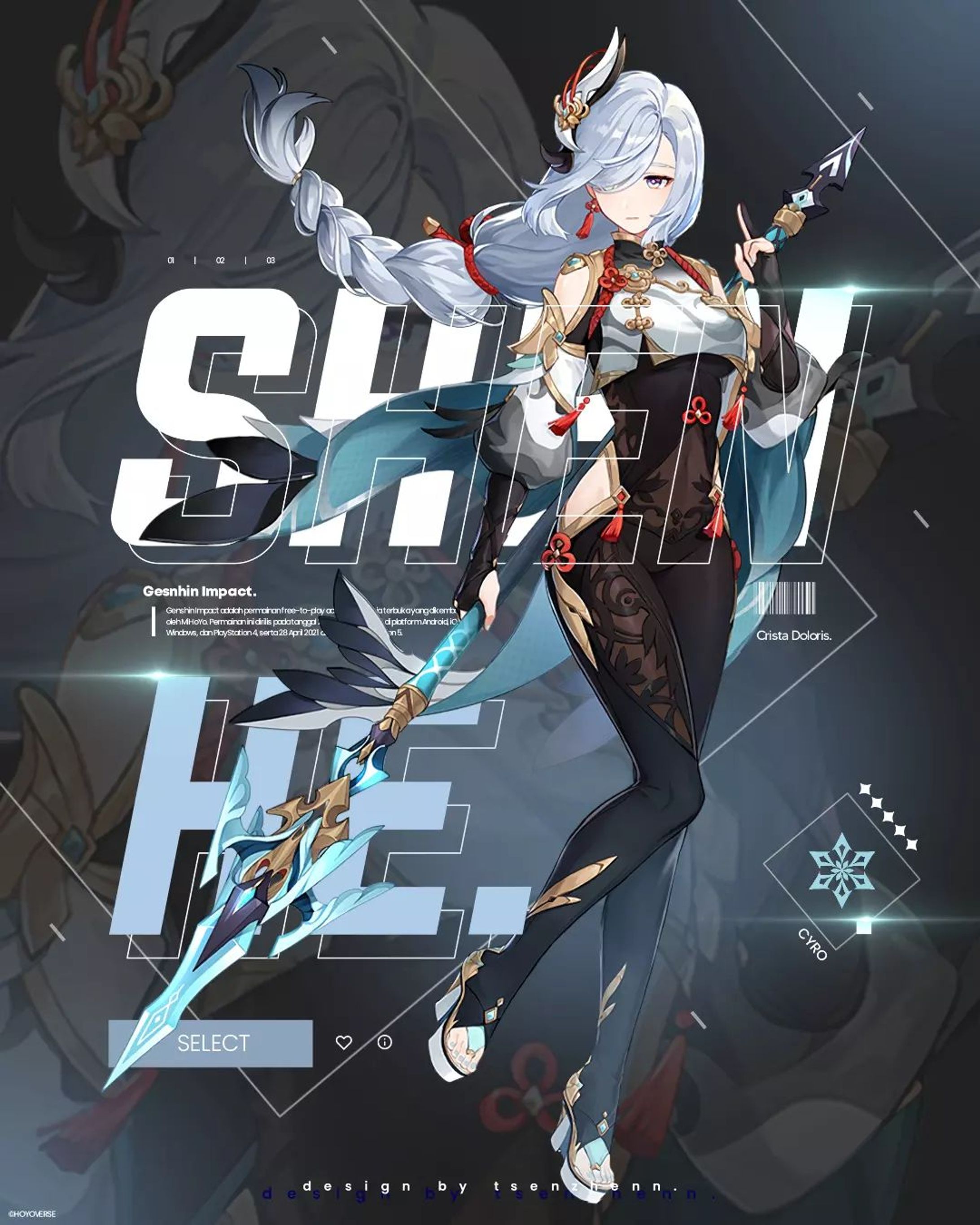 shenhe (genshin impact) 
part tagwall @/karagami.grp
-
Font : Evogria, Made Tommy, Poppins, Mont-Heavy.
Render by 
-
Disclaimer! This post not for commercial purposes
DM for credit/removal.
tag
#gfx #anime #animewallpaper #animegfx #animepixellab #pixellab #animeedits-1