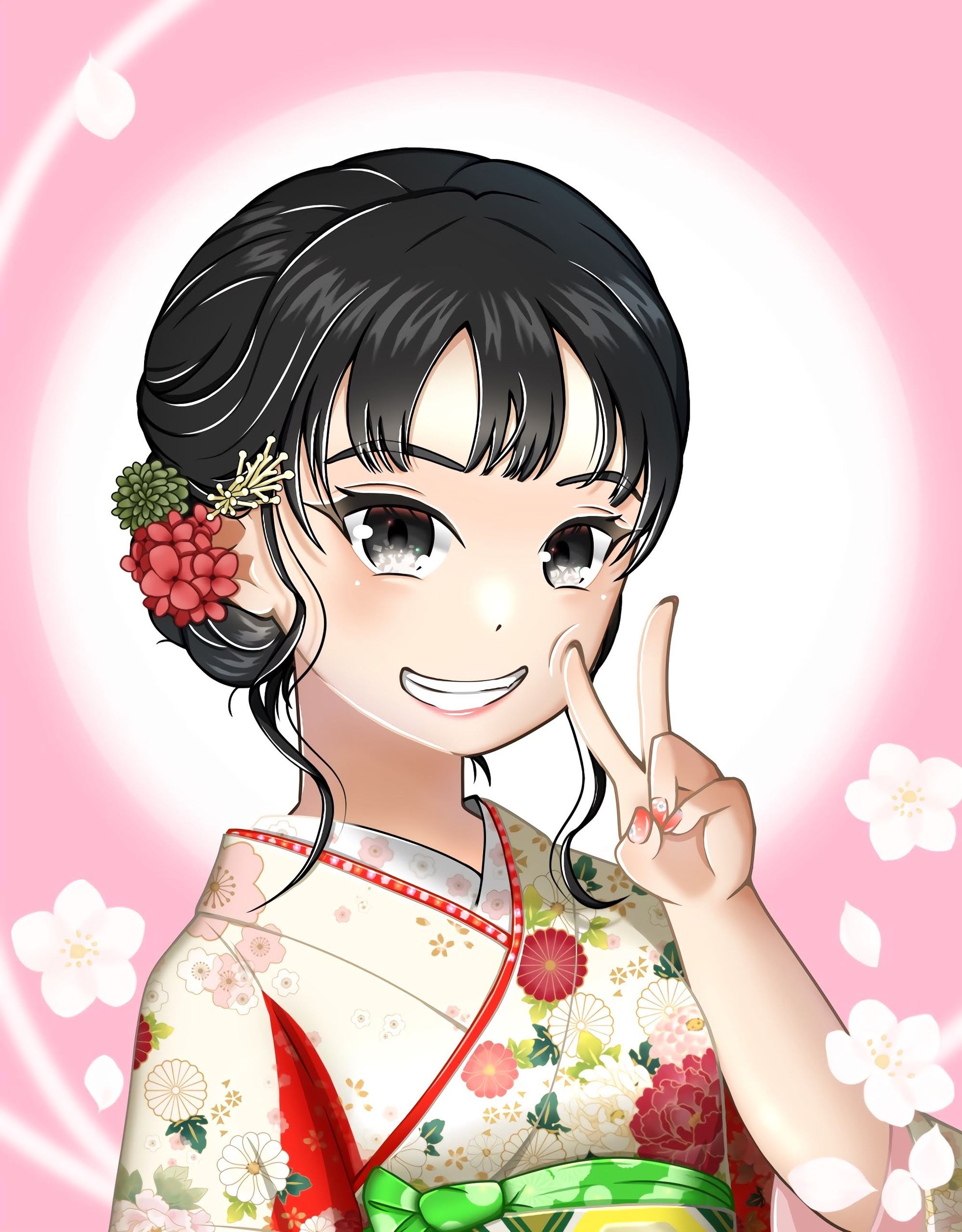 【似顔絵】振袖女性-1