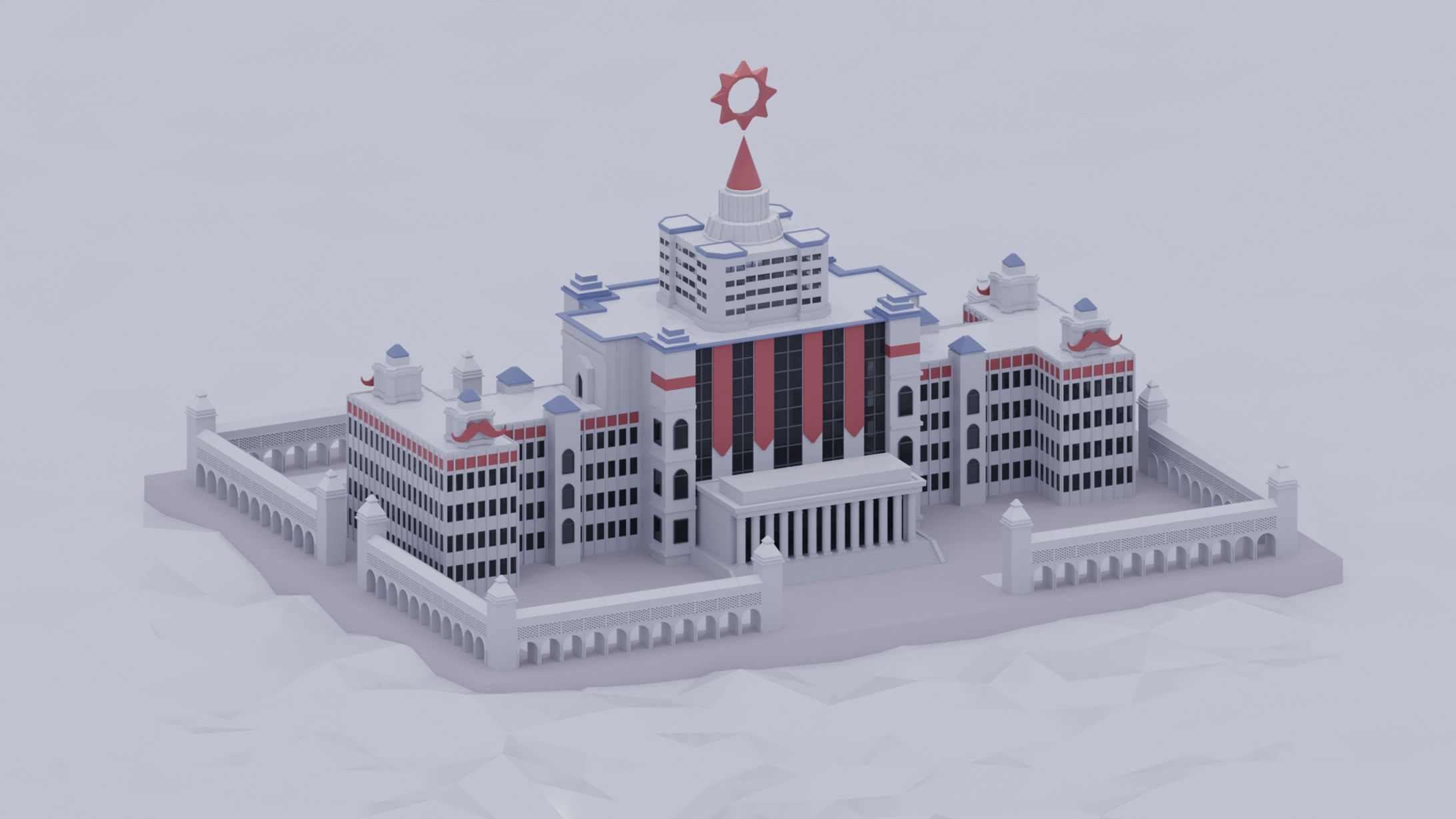Red Winter Office Building-1