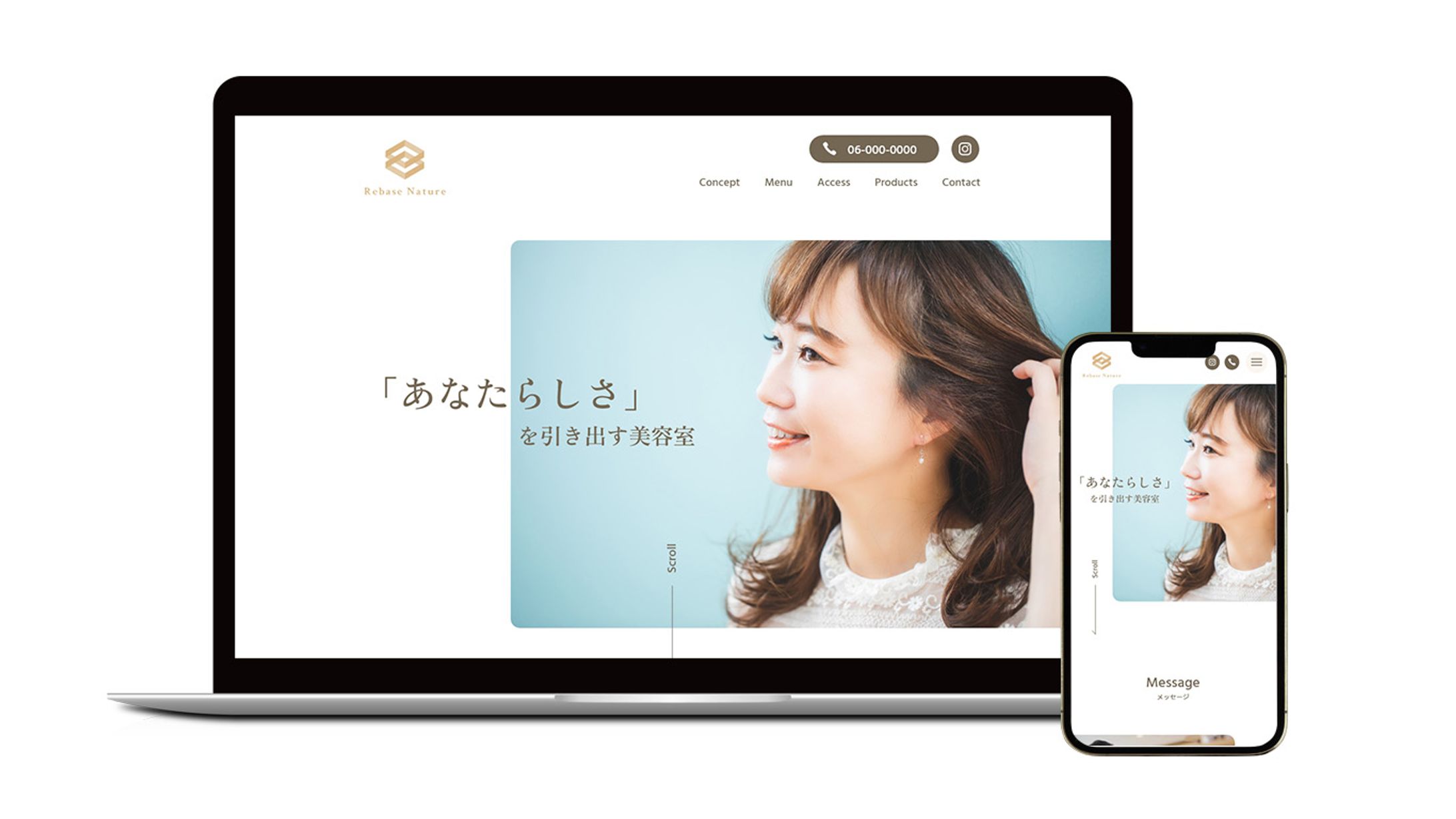 美容室のサイト（架空）TOPページ-1