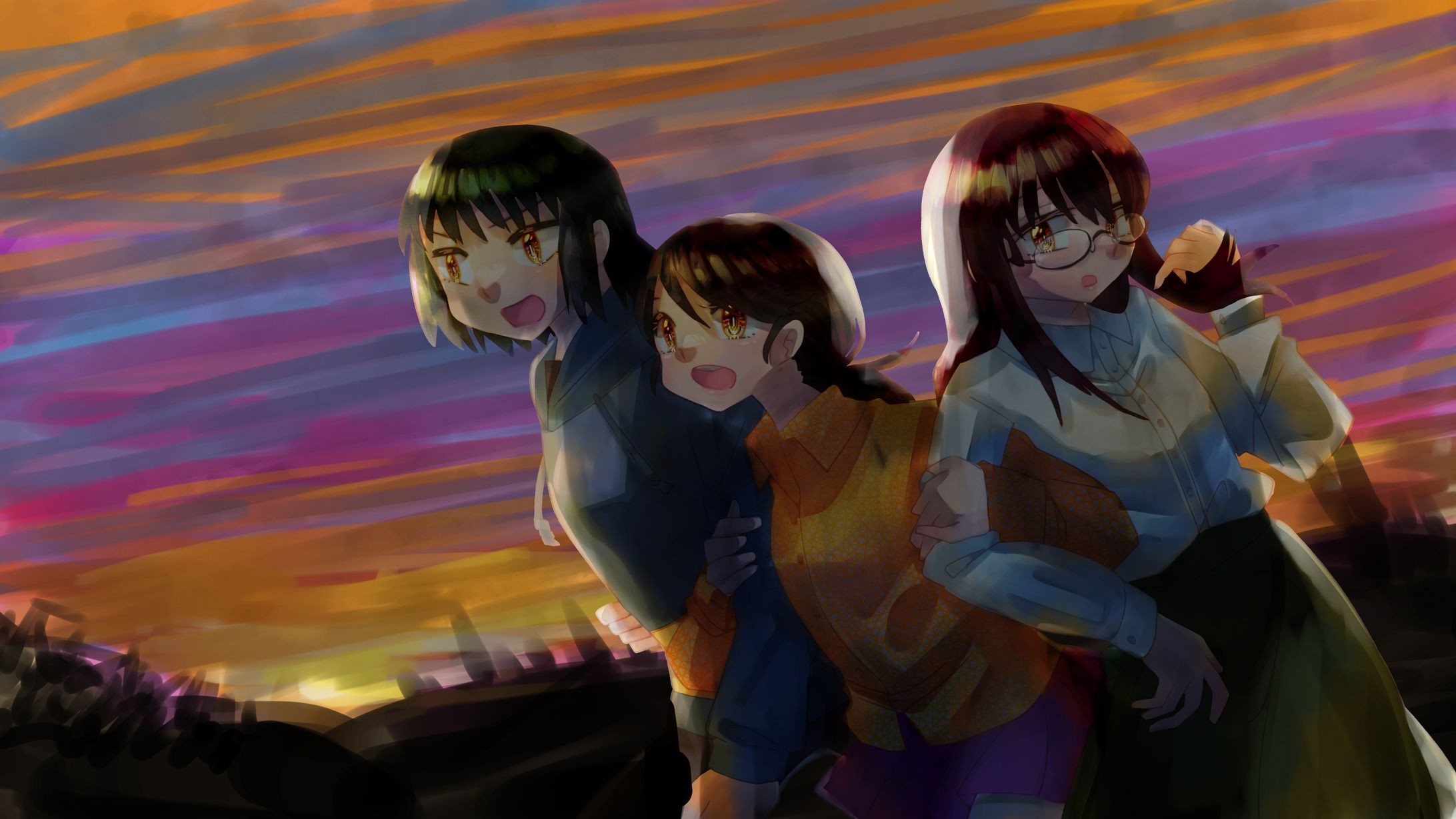 三人の女の子壁紙-1