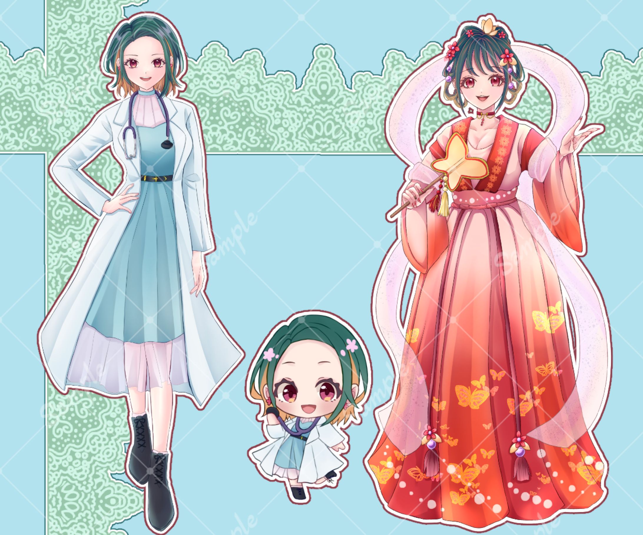 IRIAM女性ライバー様立ち絵2種、SDキャラ1種-1