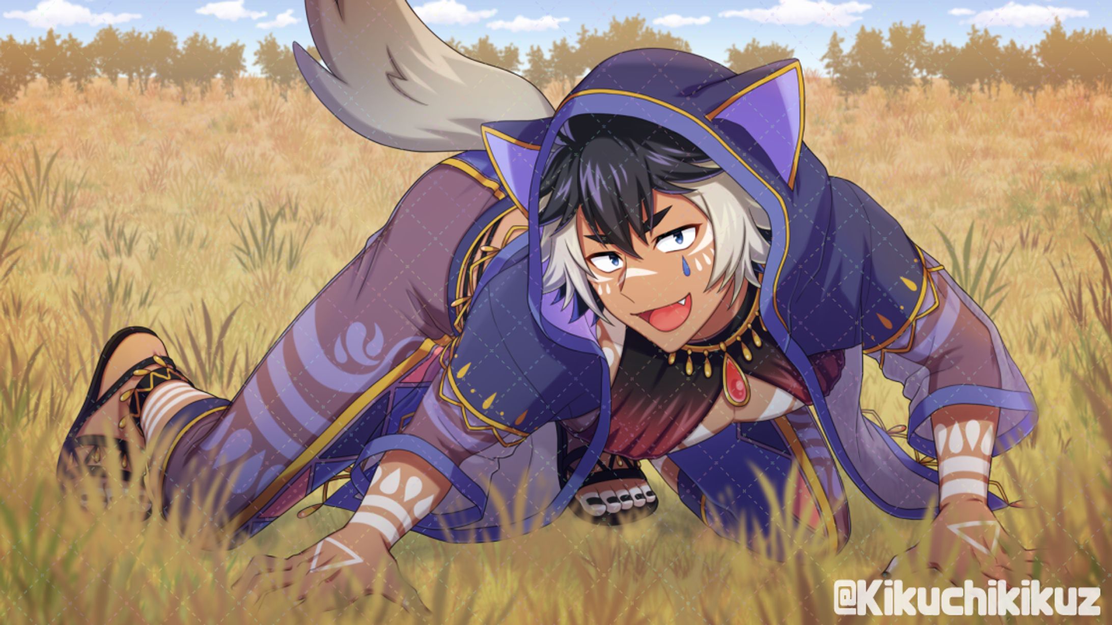【シチュイラスト】狩り／灰描咬牙様-1