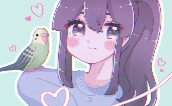 黒髪の女の子andインコ
