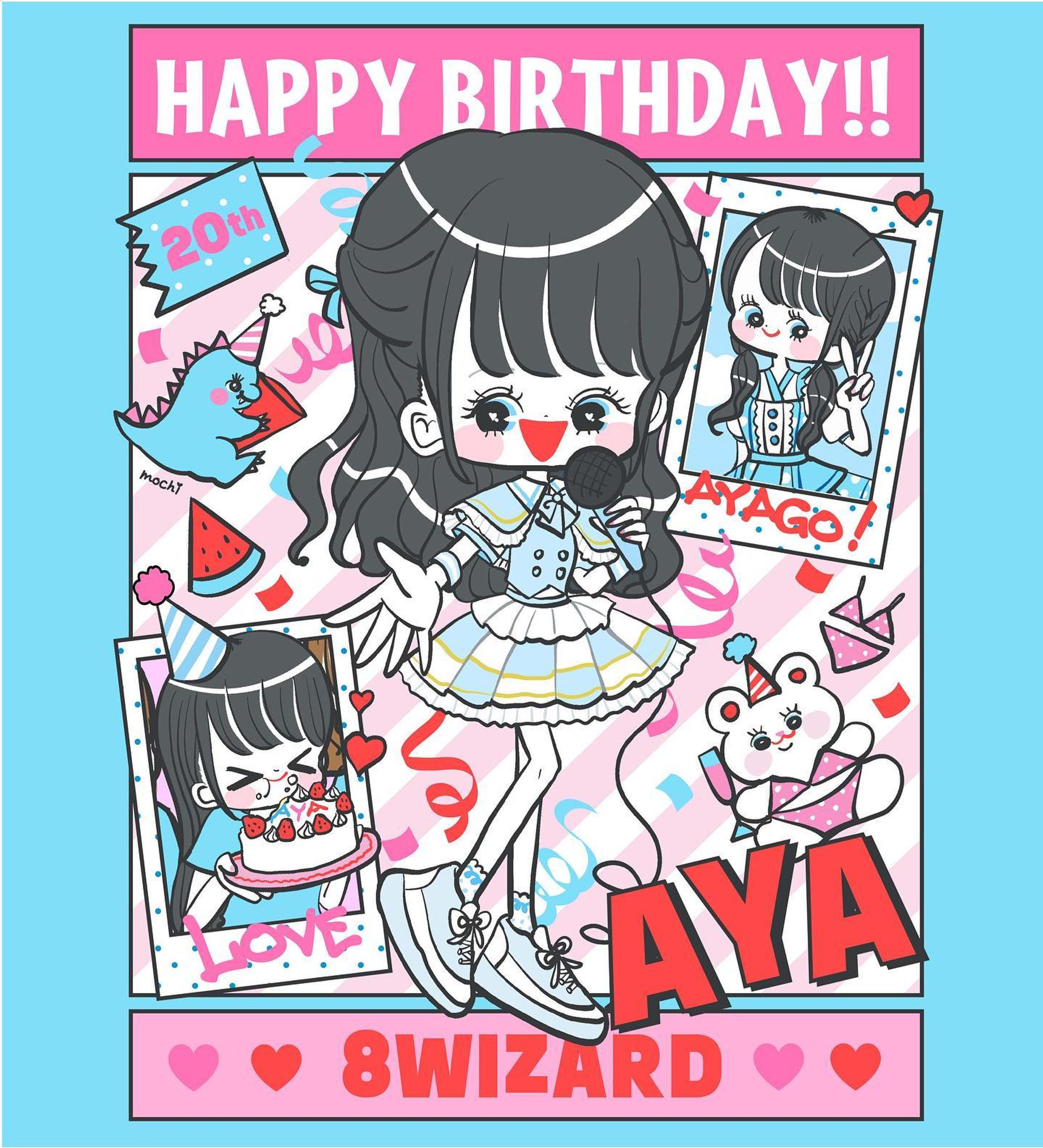 ⁡8WIZARD／芳奈彩さんの生誕卒業Tシャツのイラストデザイン（2022）-1