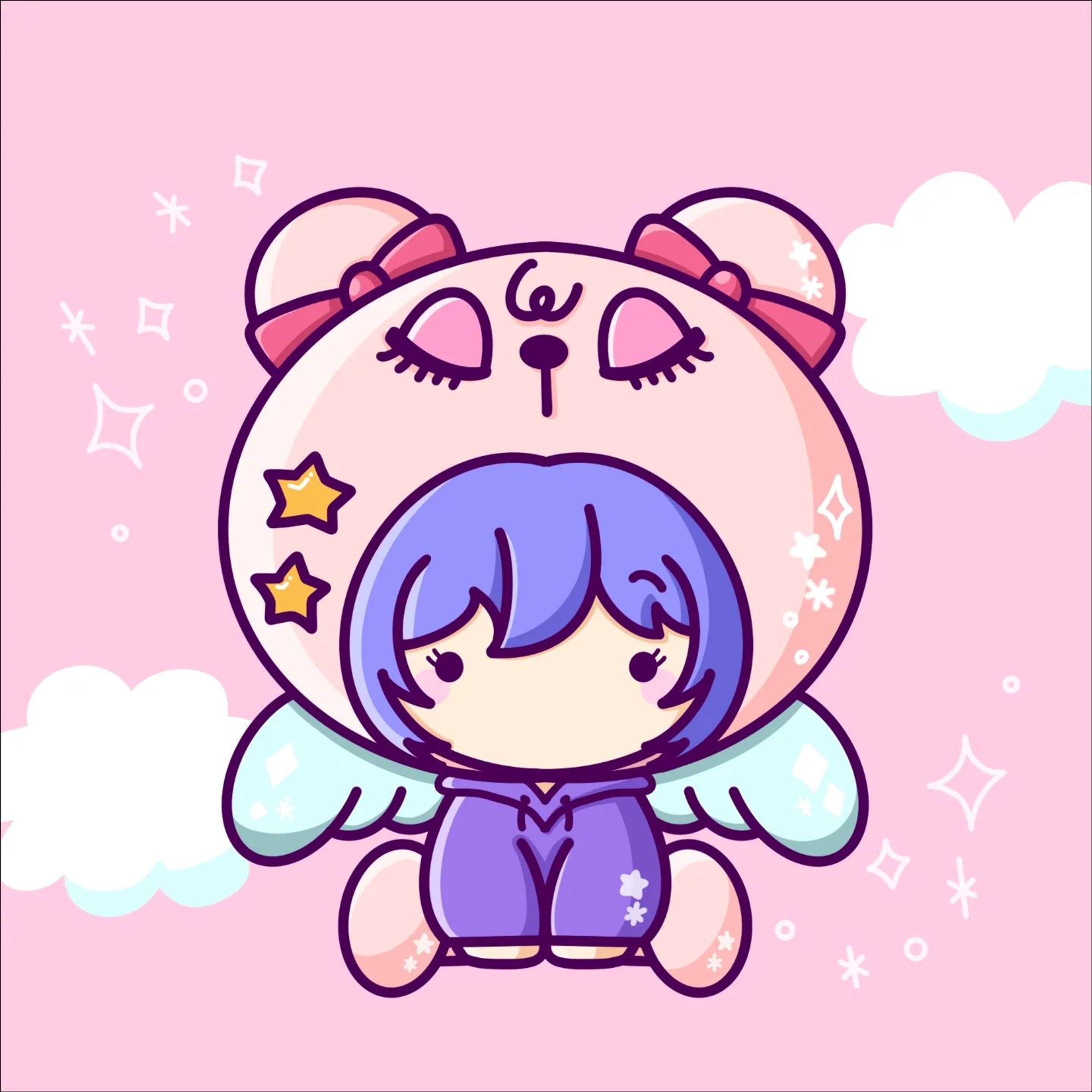 ゆめかわベア #二頭身キャラ #被り物 #nft #nftart #drawing