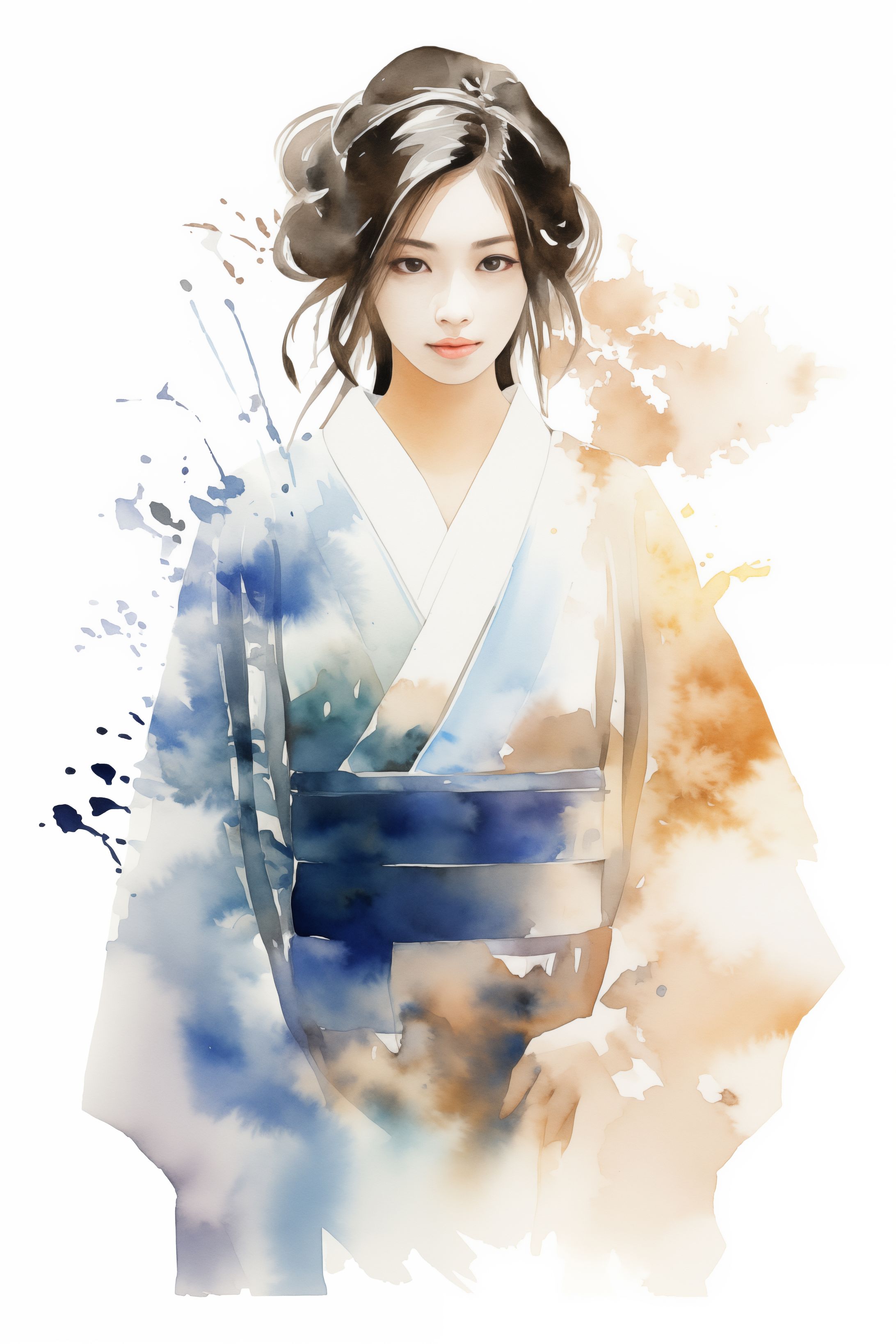 illustration_水彩_着物の女性-1