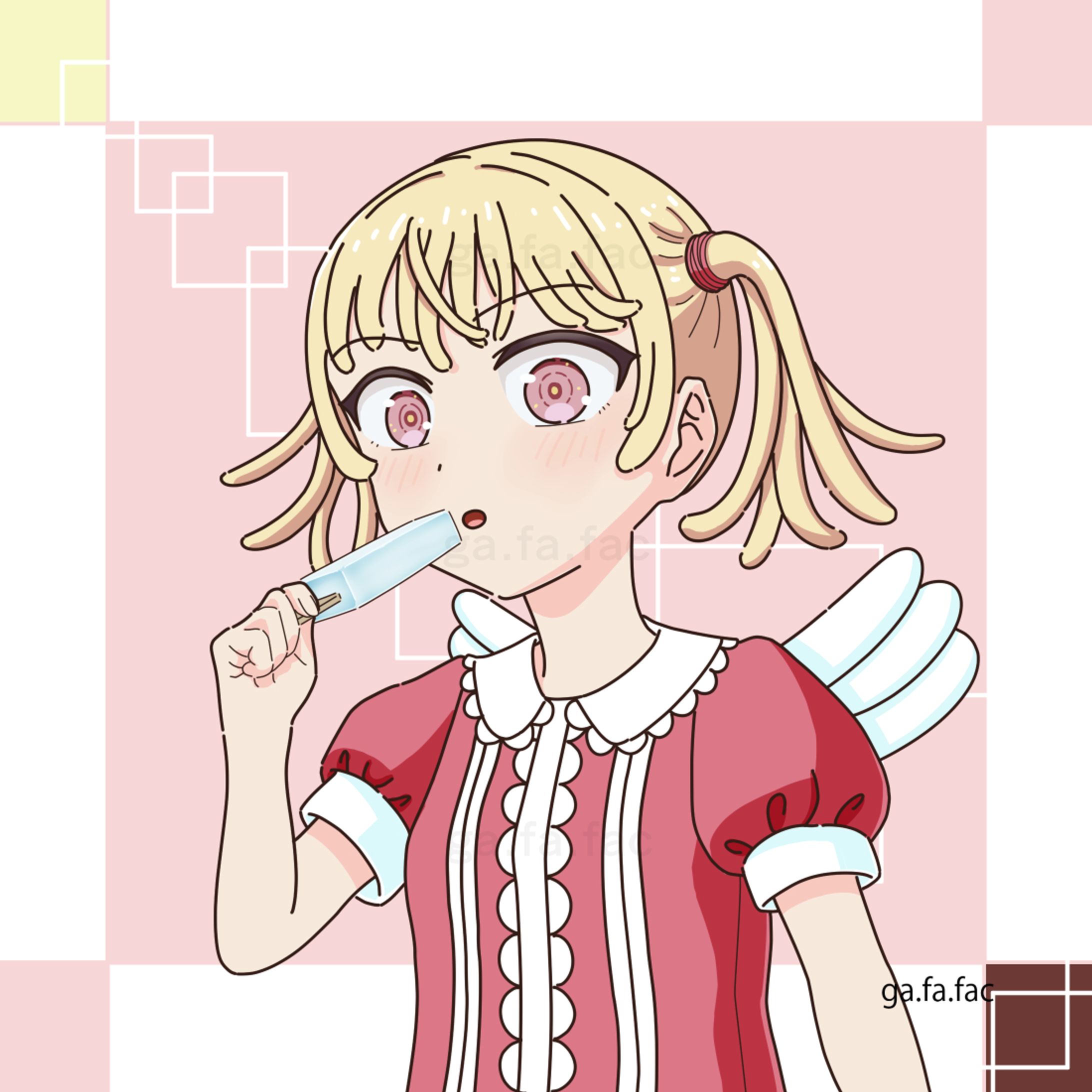 アイスを食べる羽根をつけた女の子-1