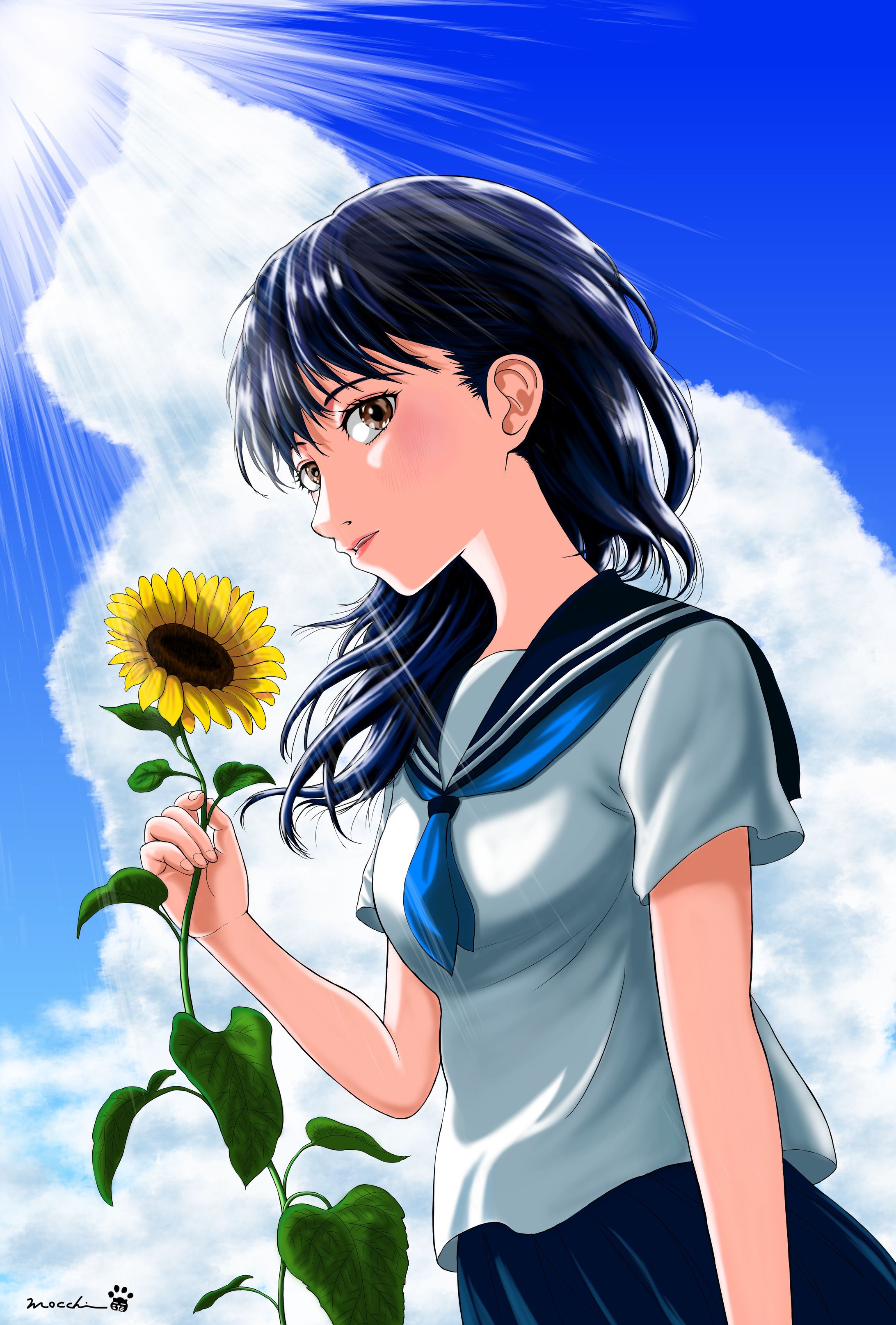 ひまわりとセーラー服-1