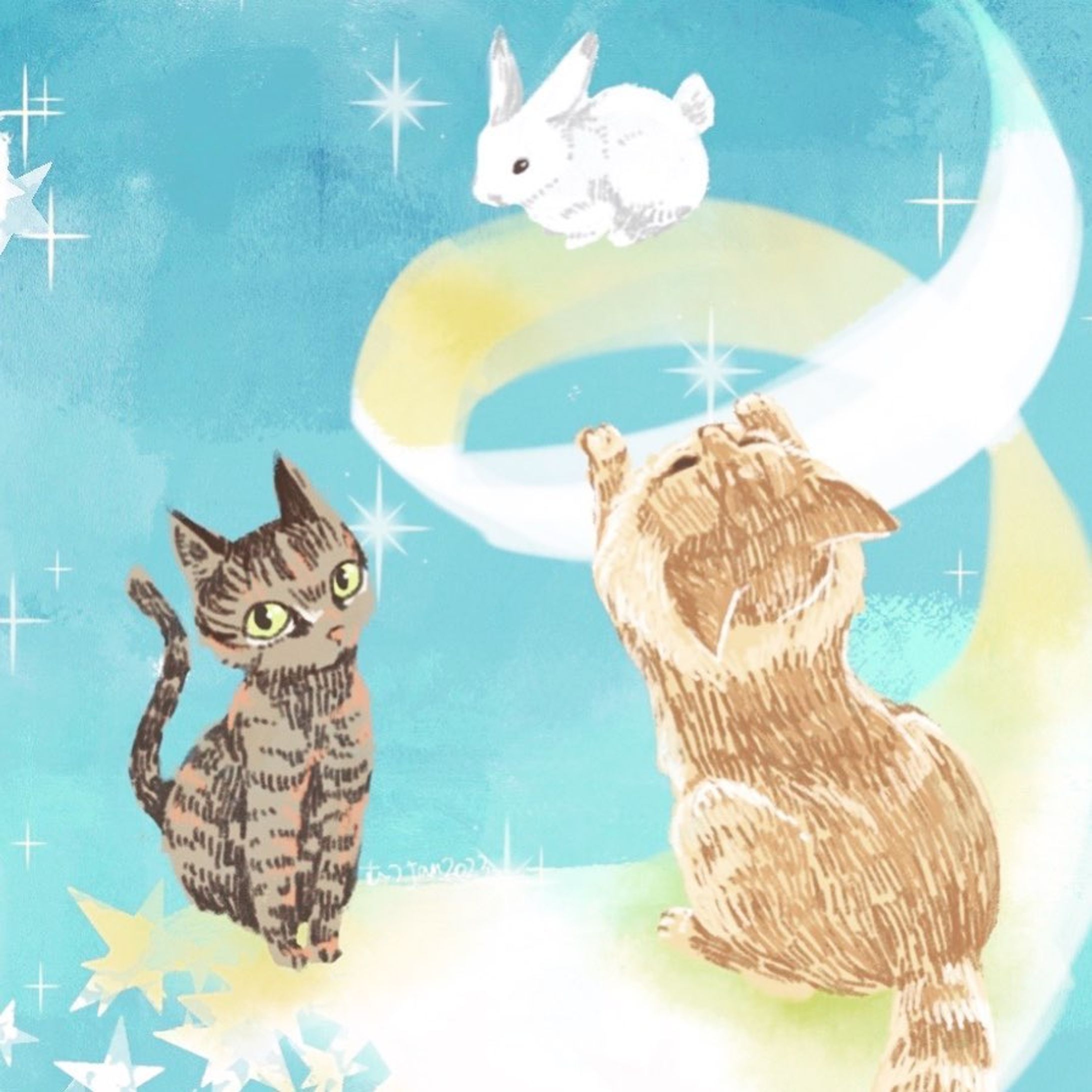 本年もよろしくお願いします。
#イラスト #猫 #うさぎ #寒中見舞い申し上げます-1
