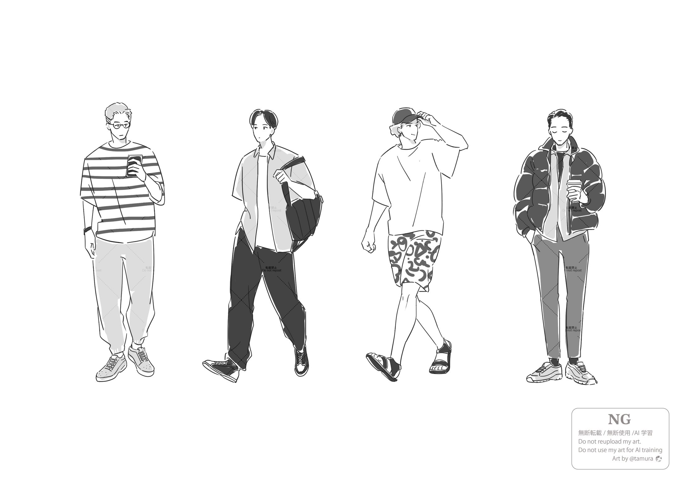 シンプル男性イラストカット-1