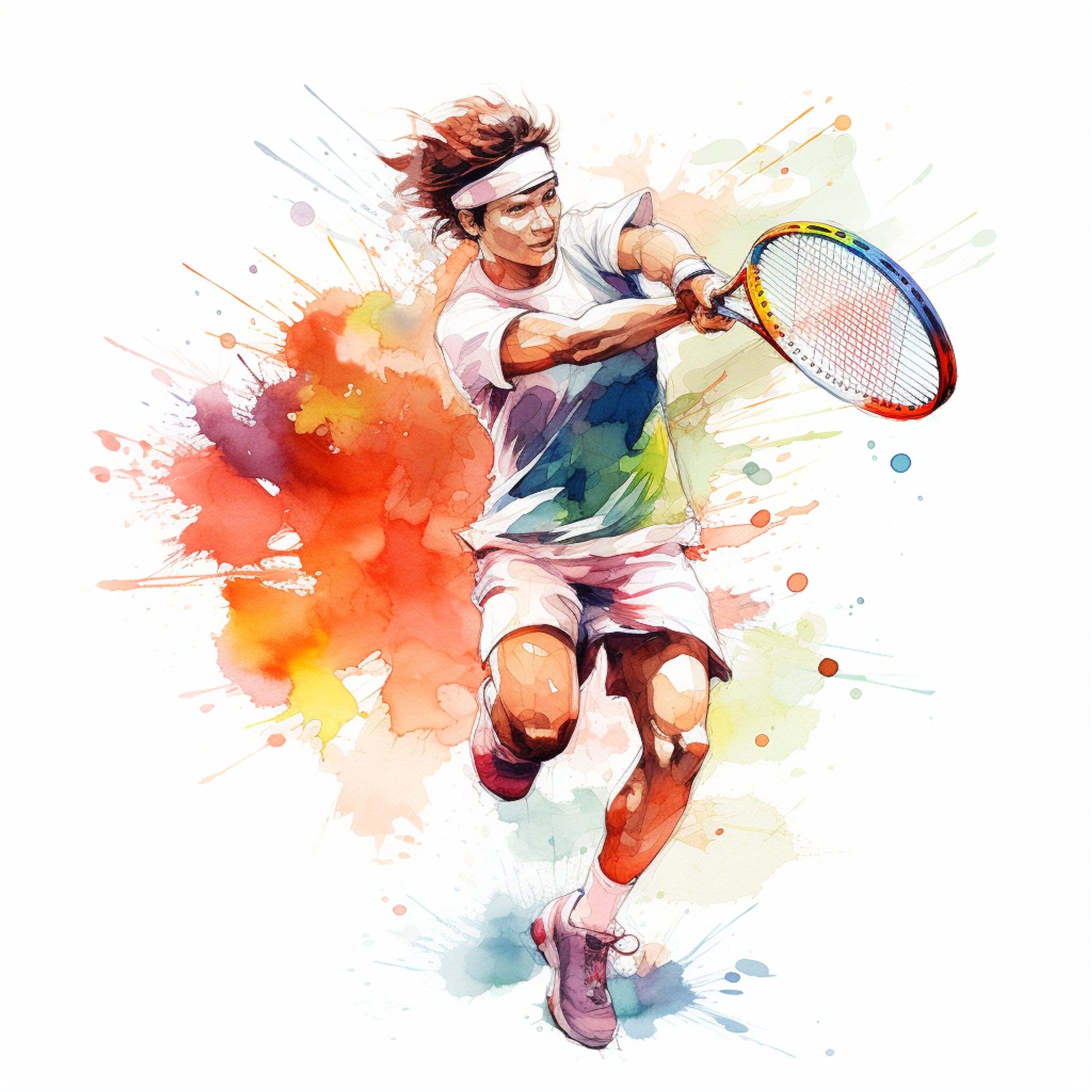 水彩風テニスイラスト-1
