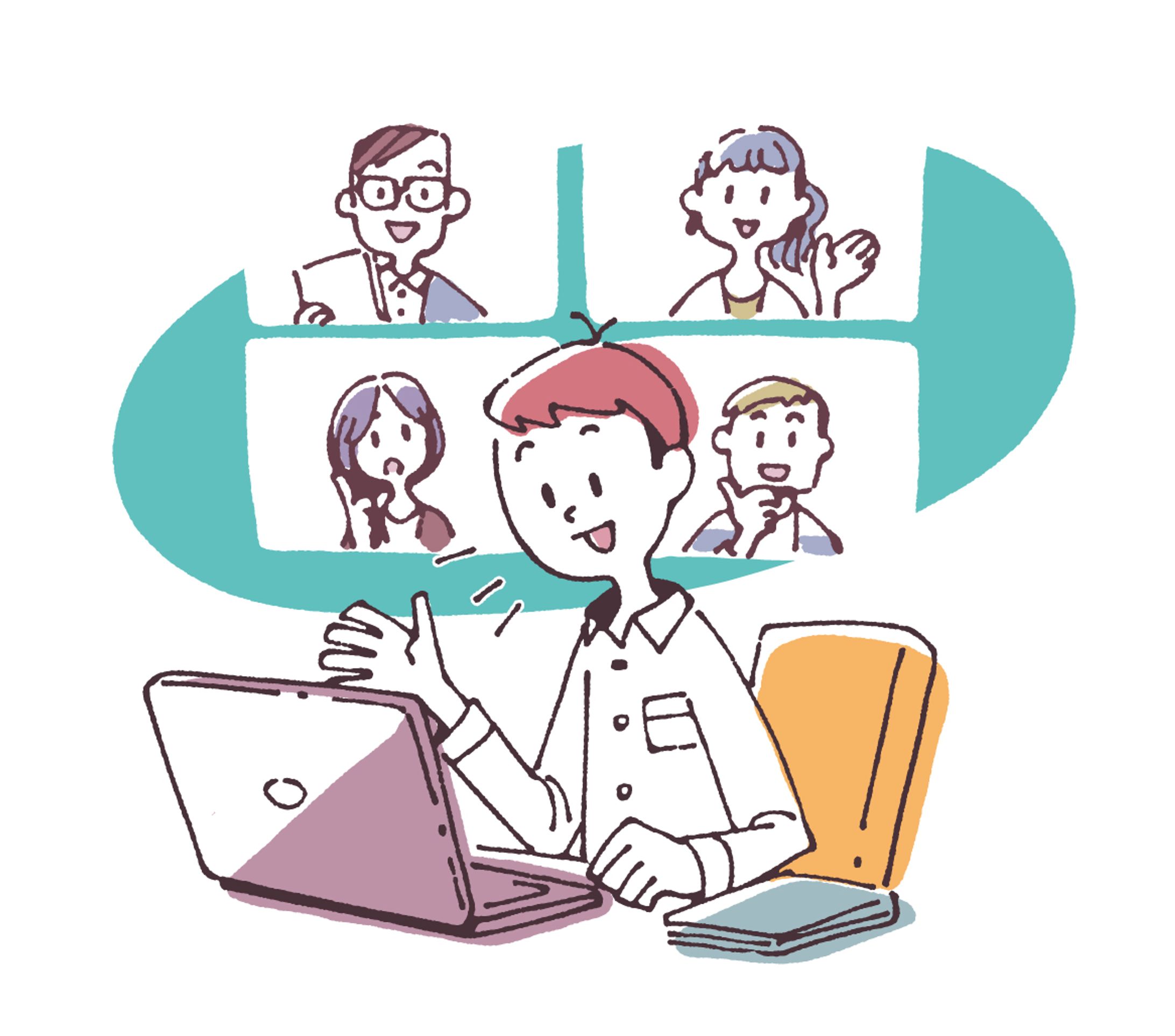 オンラインで通話する人-1