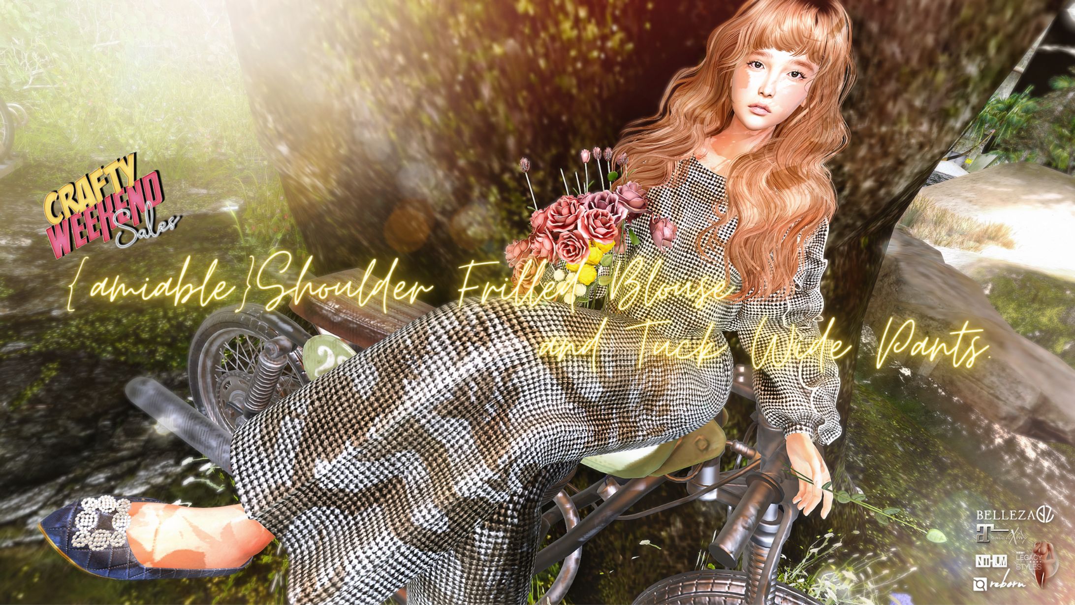 {amiable}Shoulder Frilled Blouse & Wide Pants@main store(CRAFTY WEEKEND SALE).-1