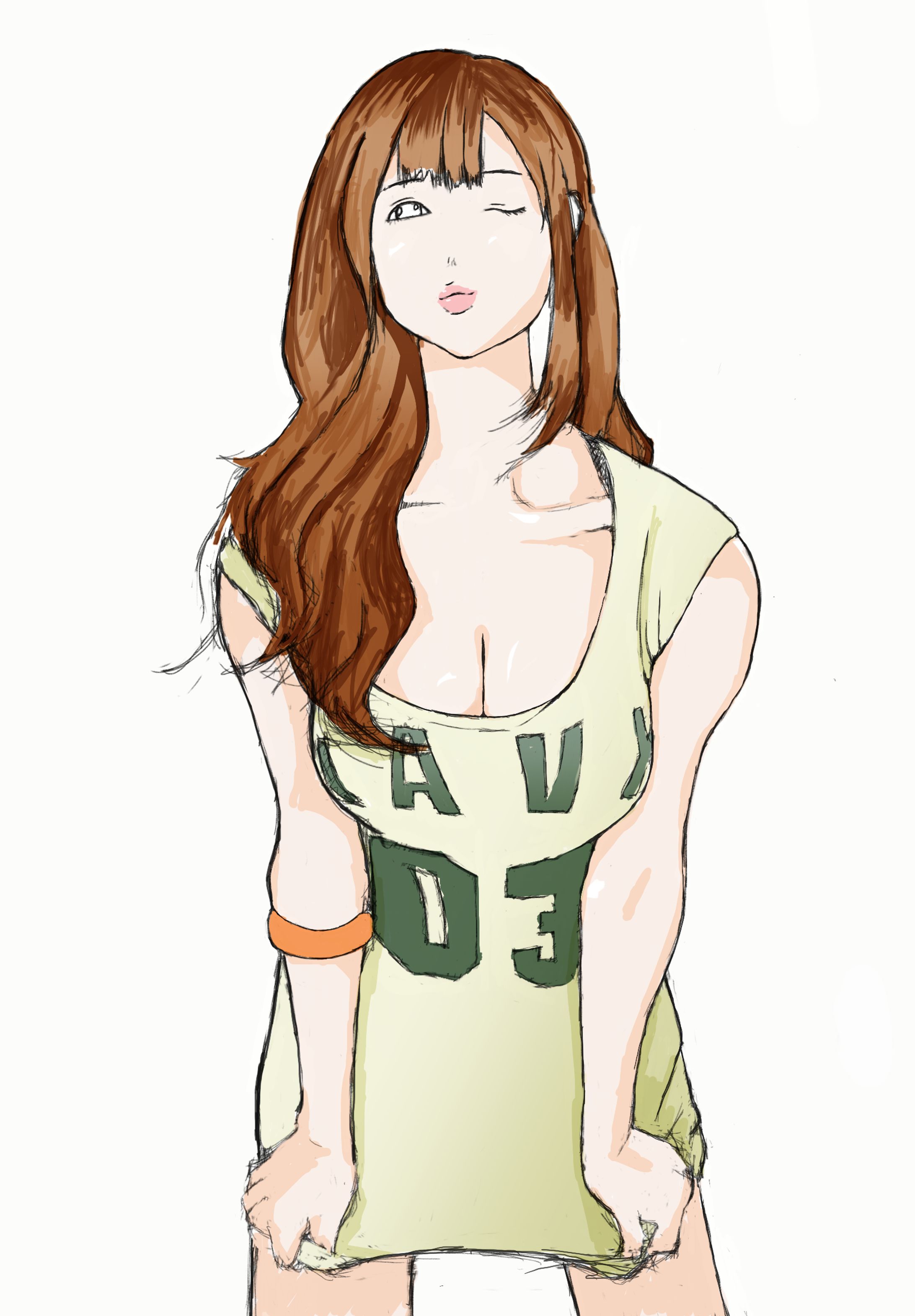 模写イラスト｜タンクトップ女子-1