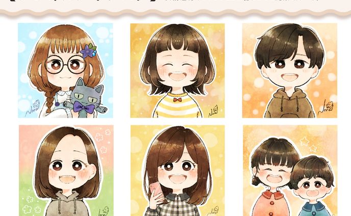 アイコンリング+iriamヘッダー、デフォルメイラスト