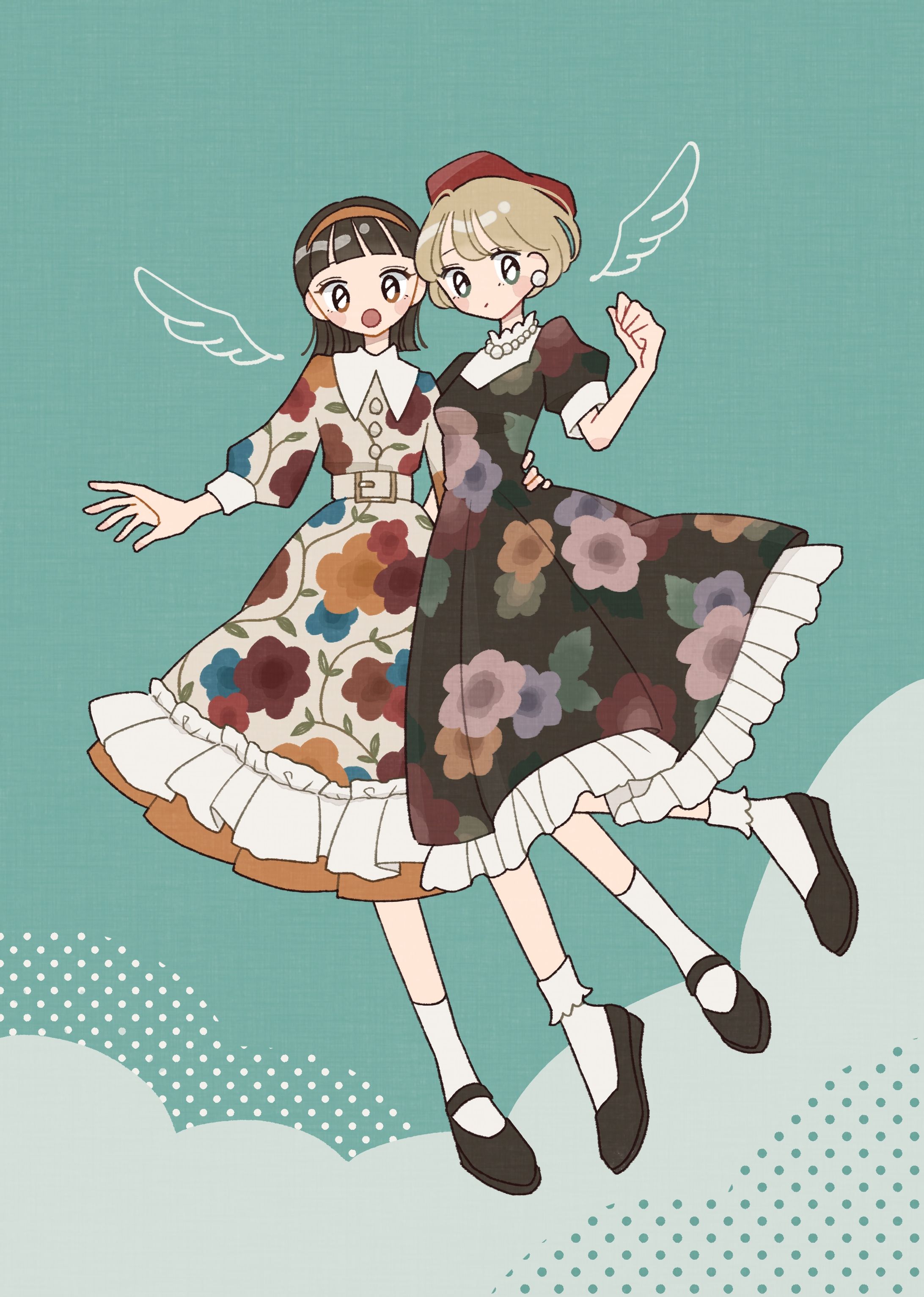 レトロ花柄ワンピース-1