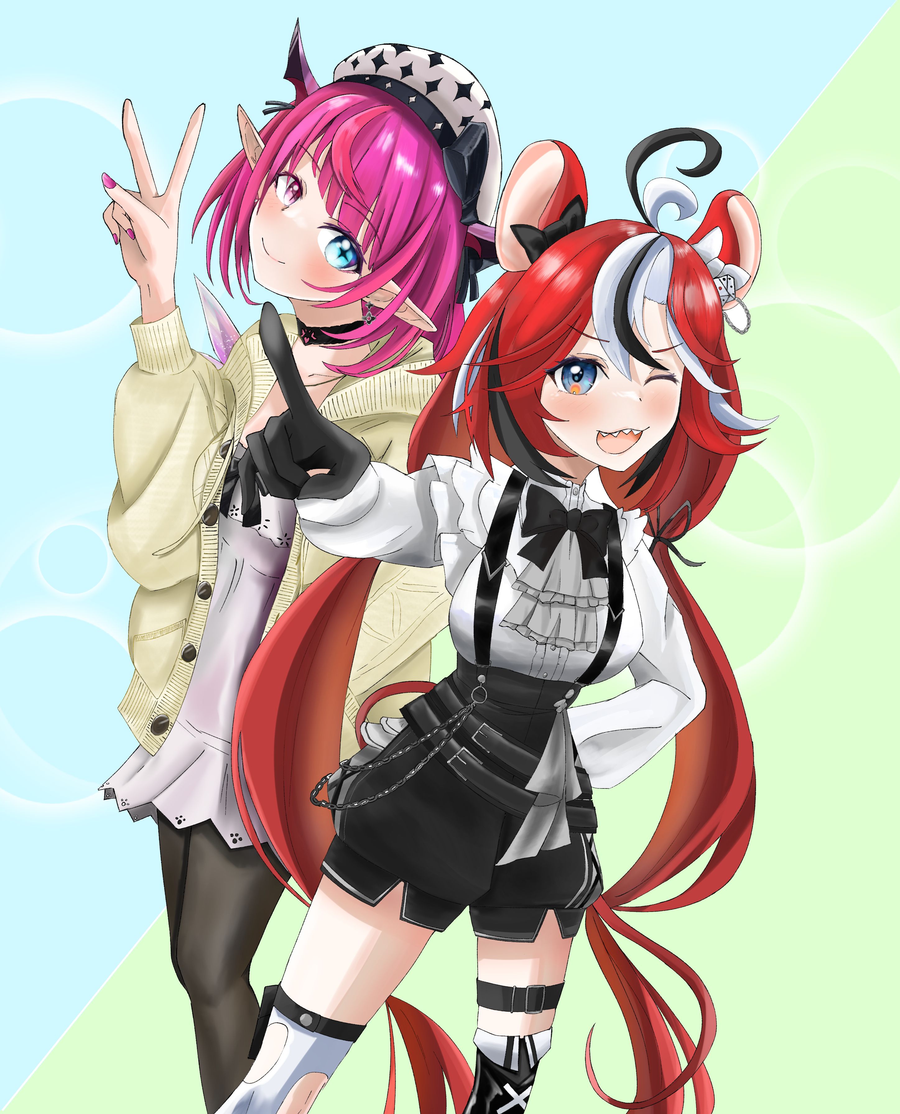 イラスト41(ホロライブENファンアート：ハコス・べールズ、アイリス)