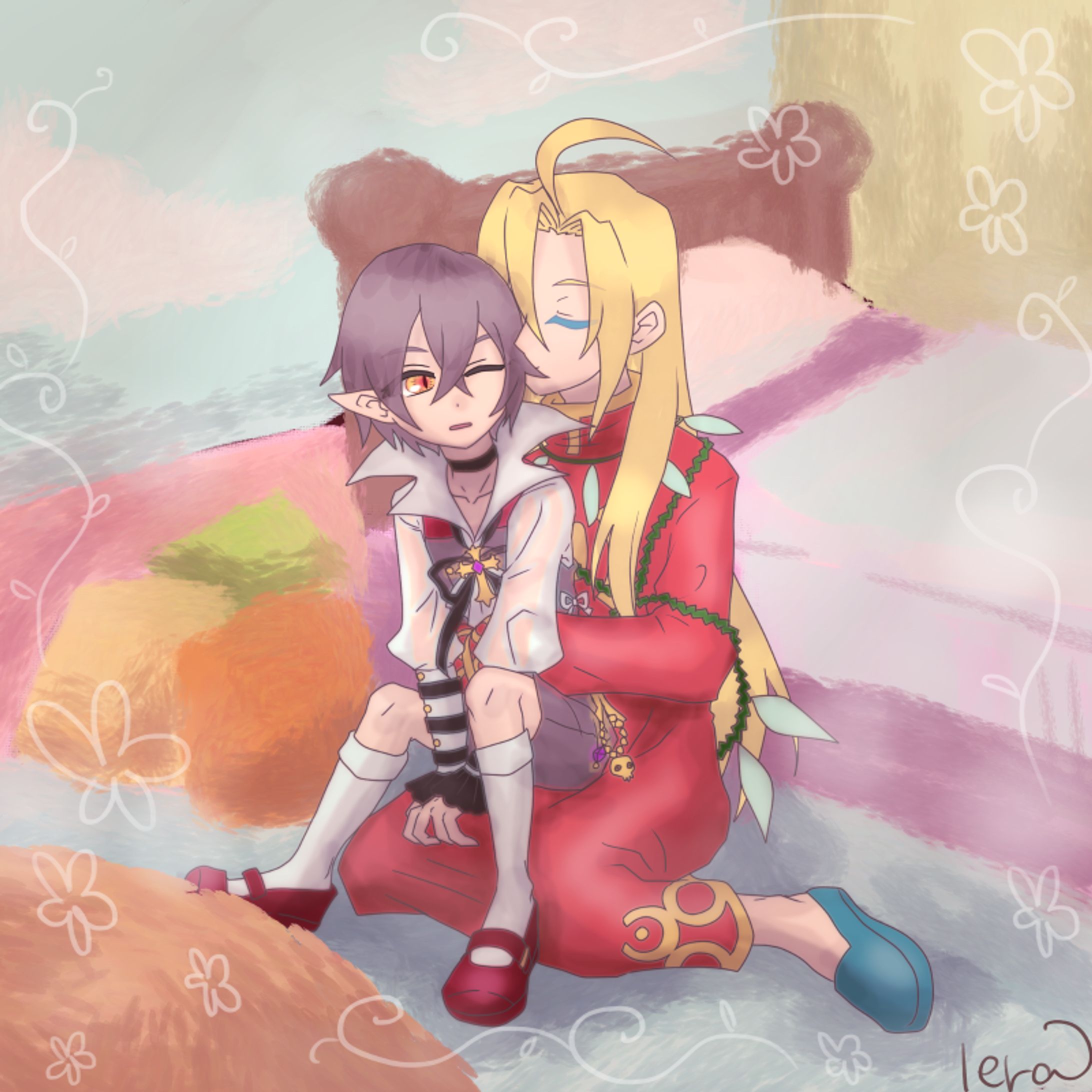ファンアート　アハト×モロク　カップリング意識イラスト-1