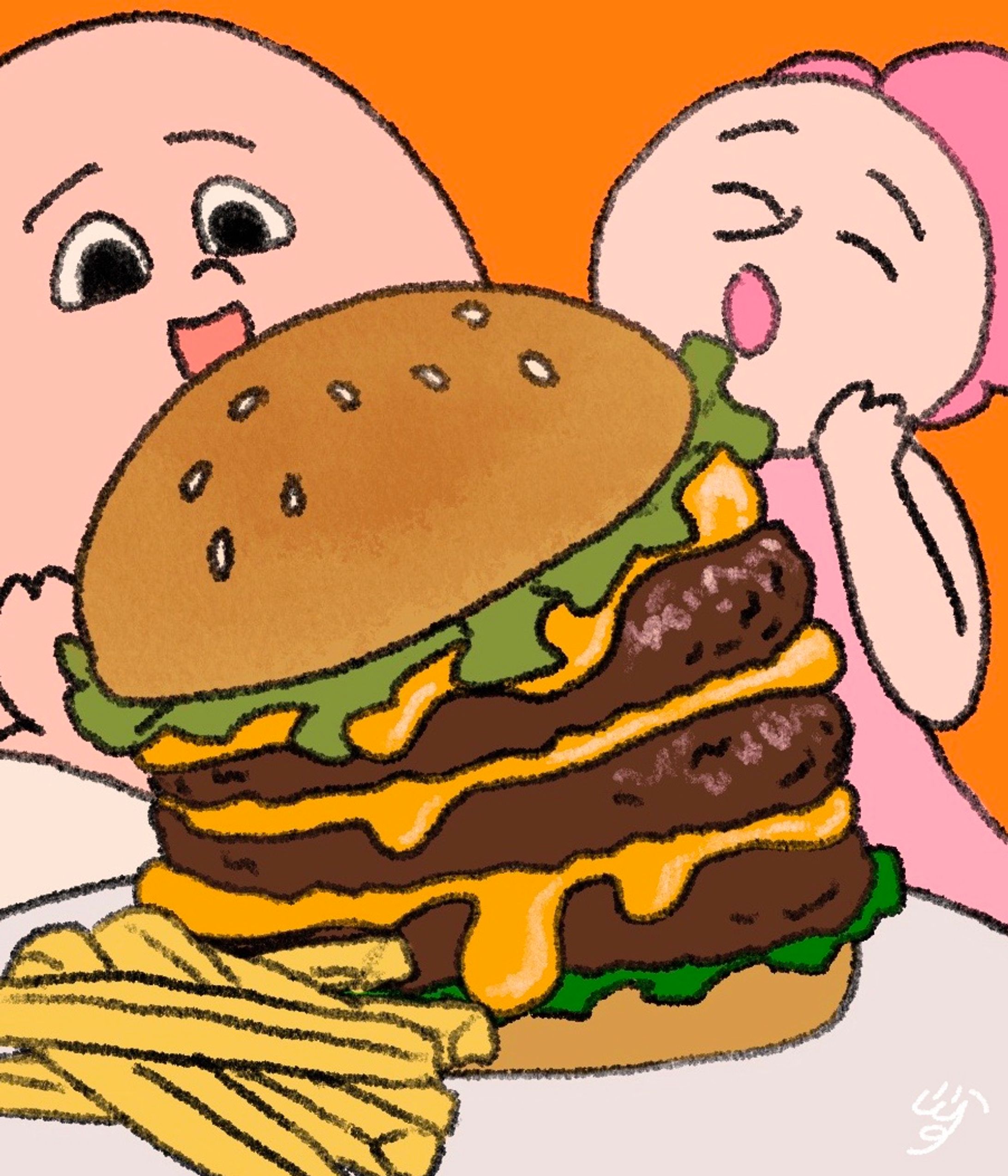 【ハンバーガーLOVE！】
チーズがあふれちゃう！

せわしない日常にちょうどよいほのぼのを。
ほのぼの＆クセになるシュールなおじさんの世界にようこそ！
フォローしてあそびに来てね！いつでも大歓迎だよ♪

作者：伊藤ゆかり
フリーのアニメクリエイター。
ほのぼの×ゆるかわいい×クセになるイラストを描いています。
シュールなおじさんのオリジナルアニメはTikTokフォロワー10万人突破。
その他、コラボアニメなども制作。
お仕事のお問い合わせはDMまで！イラスト・アニメ・PR動画制作など。

#イラストグラム #シュールなおじさん #ゆるいイラスト
#ゆるかわイラスト #ほのぼの #かわいいイラスト #シュールなイラスト
#tiktok #デザイン #デジタルイラスト #カートゥーン
#ほっこり #ねこすたぐらむ #オリジナルイラスト #オリジナル

#art #artist #digitalillustration
#digitalpainting #character #illustrationartists
#cute #originalartwork #cuteart
#procreateart #artgram #catsofinstagram-1