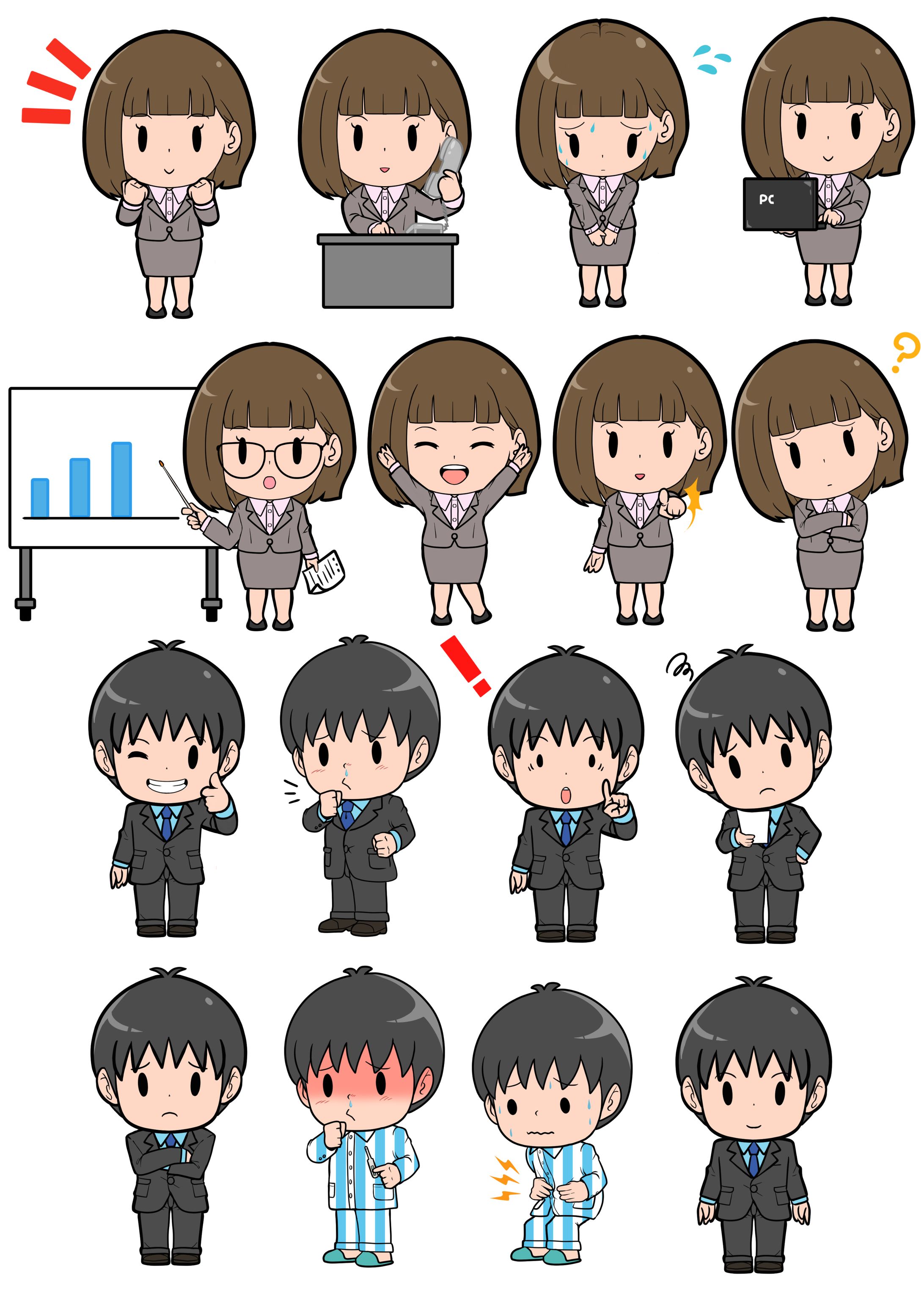 イラストAC‐会社員男女-1