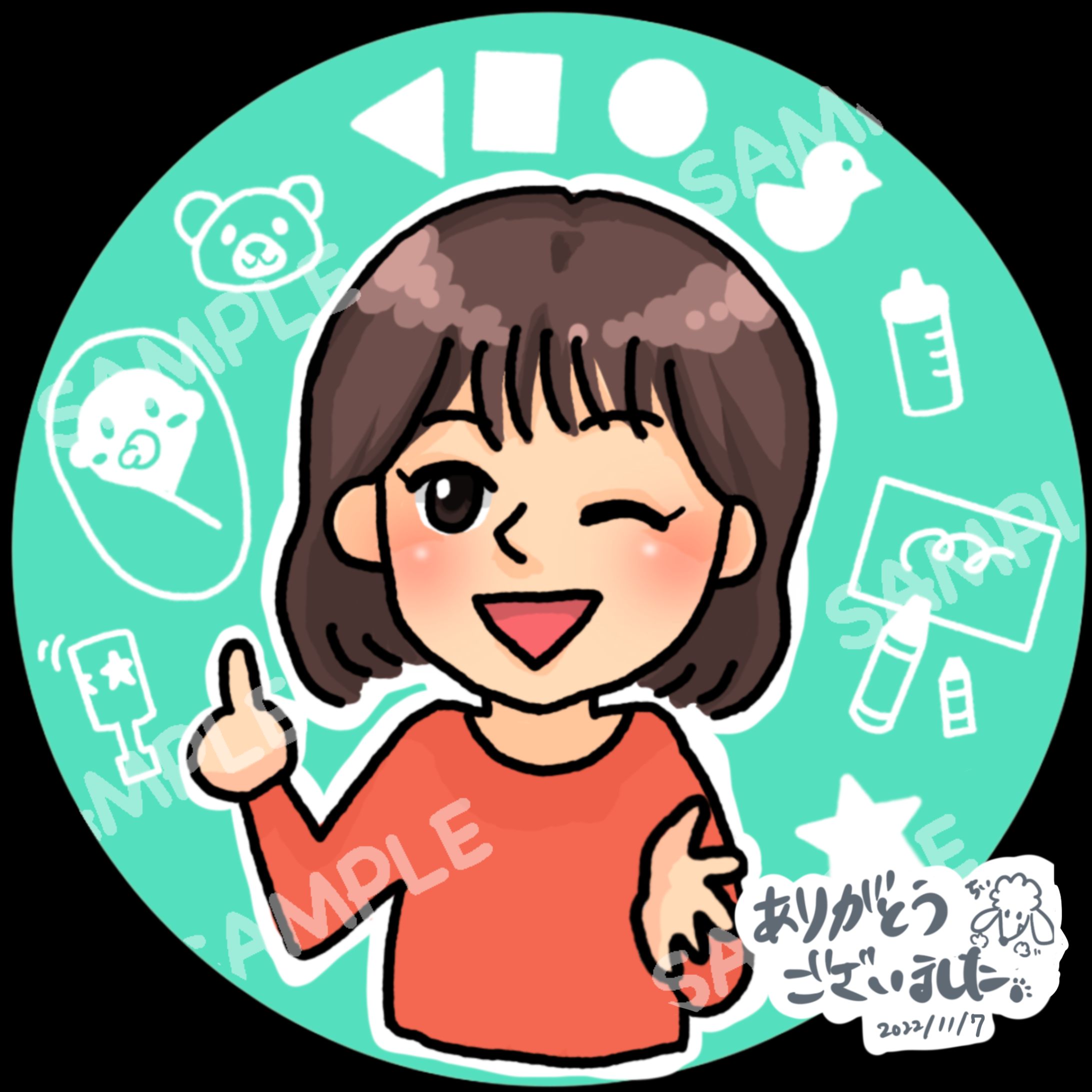 SNS用アイコン/ミニキャラ　あいさん-1