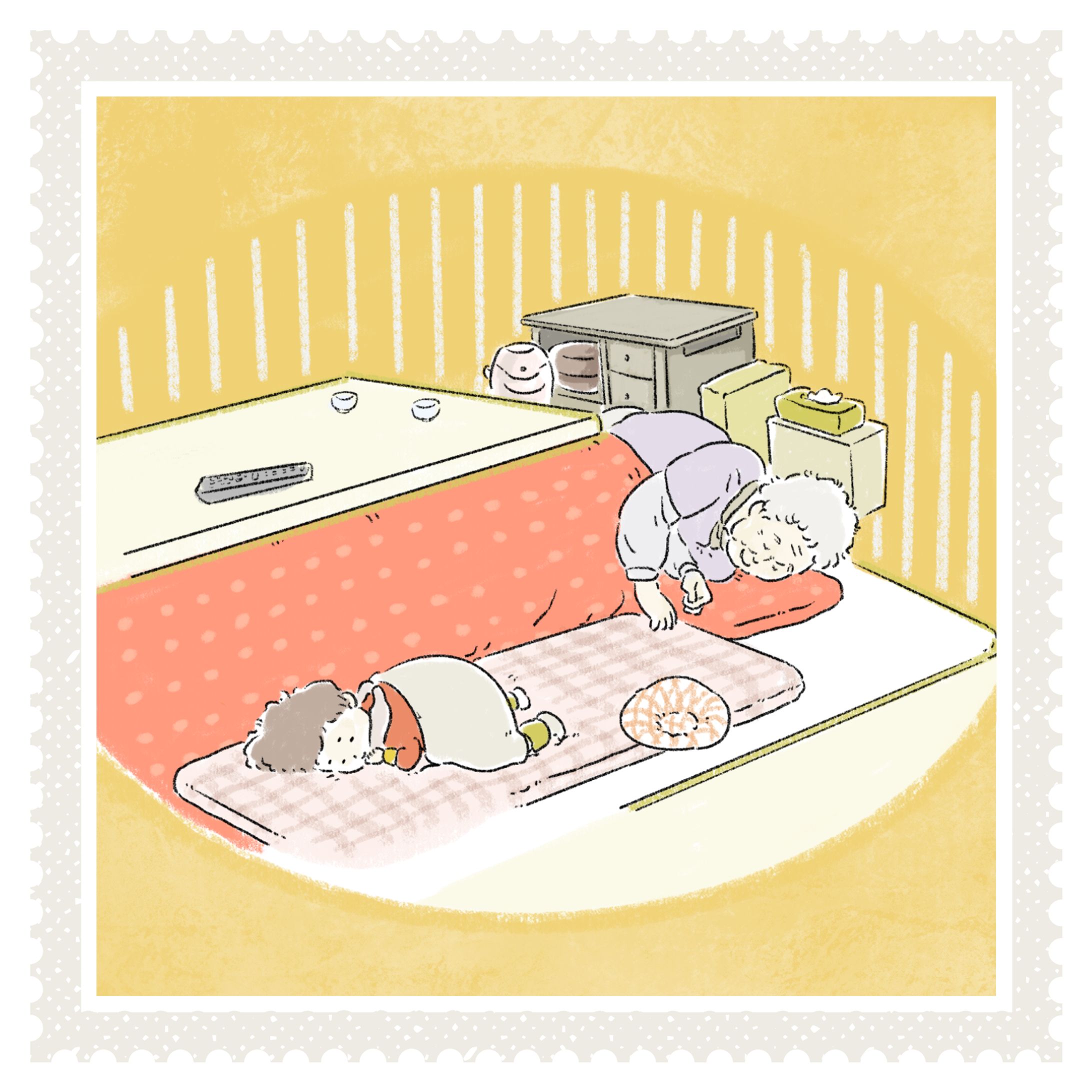 赤ちゃんとおばあちゃんイラスト-1