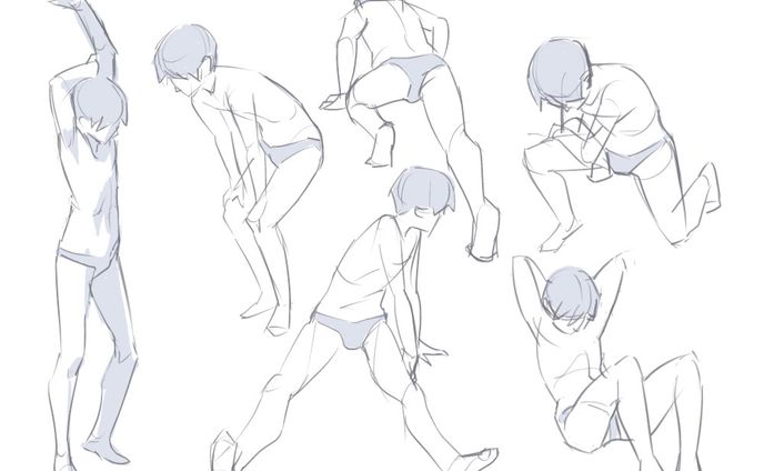男性のポーズ練習１-練習絵