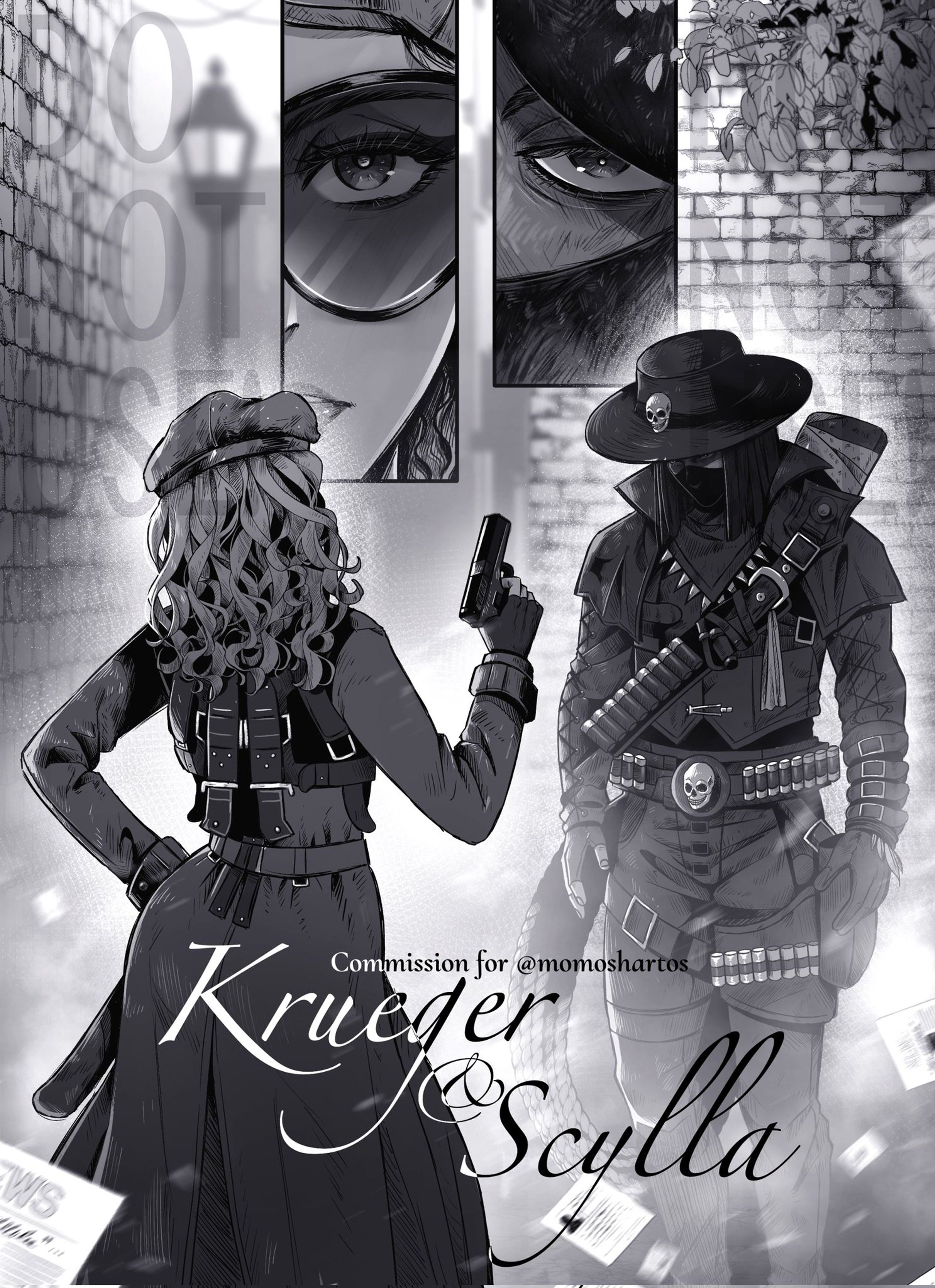 Commission for Momo Shartos in B/W comic style-1