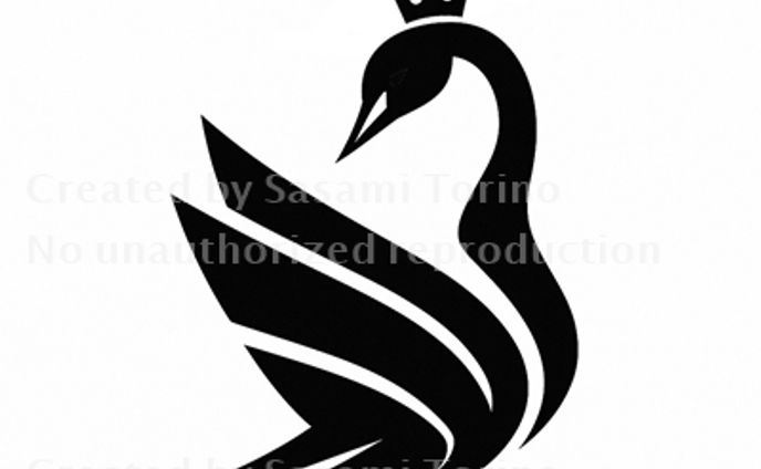 【生成AI／ロゴ】王冠を被った白鳥