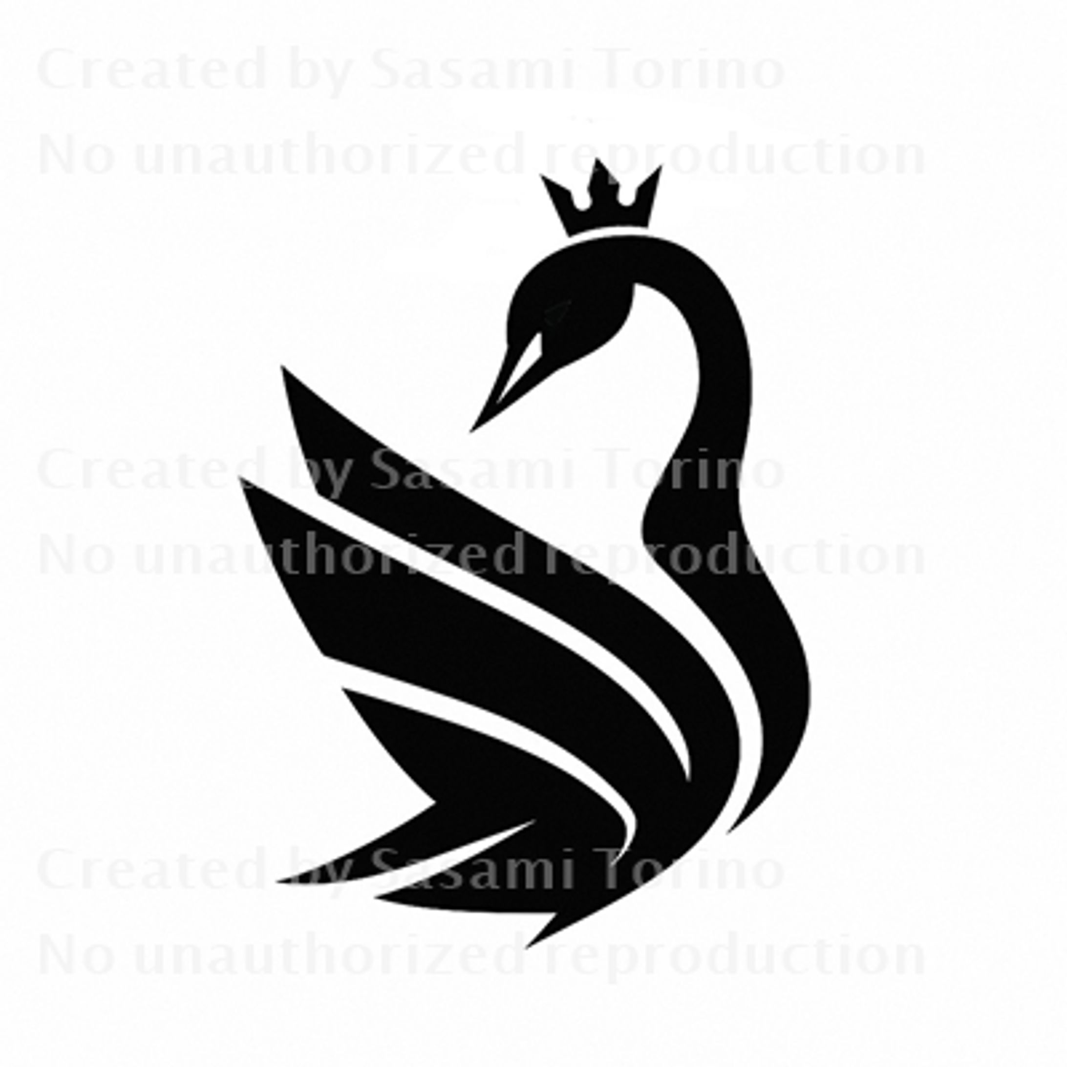 【生成AI／ロゴ】王冠を被った白鳥-1