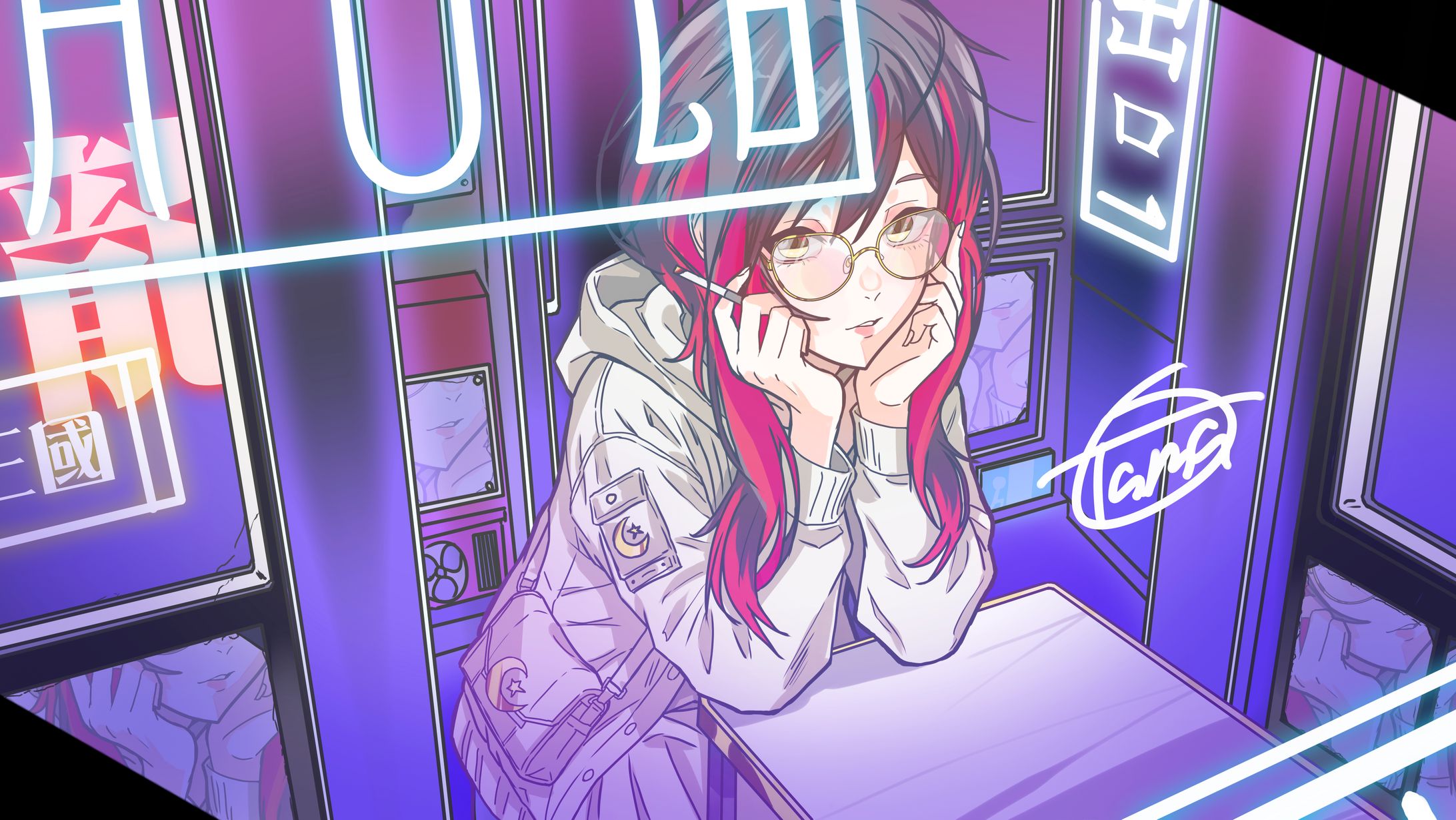 繁華街たばこ女子-1