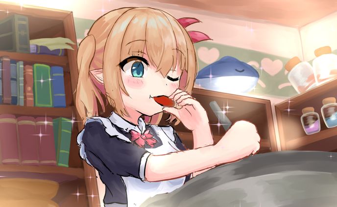 料理するエルフの女の子