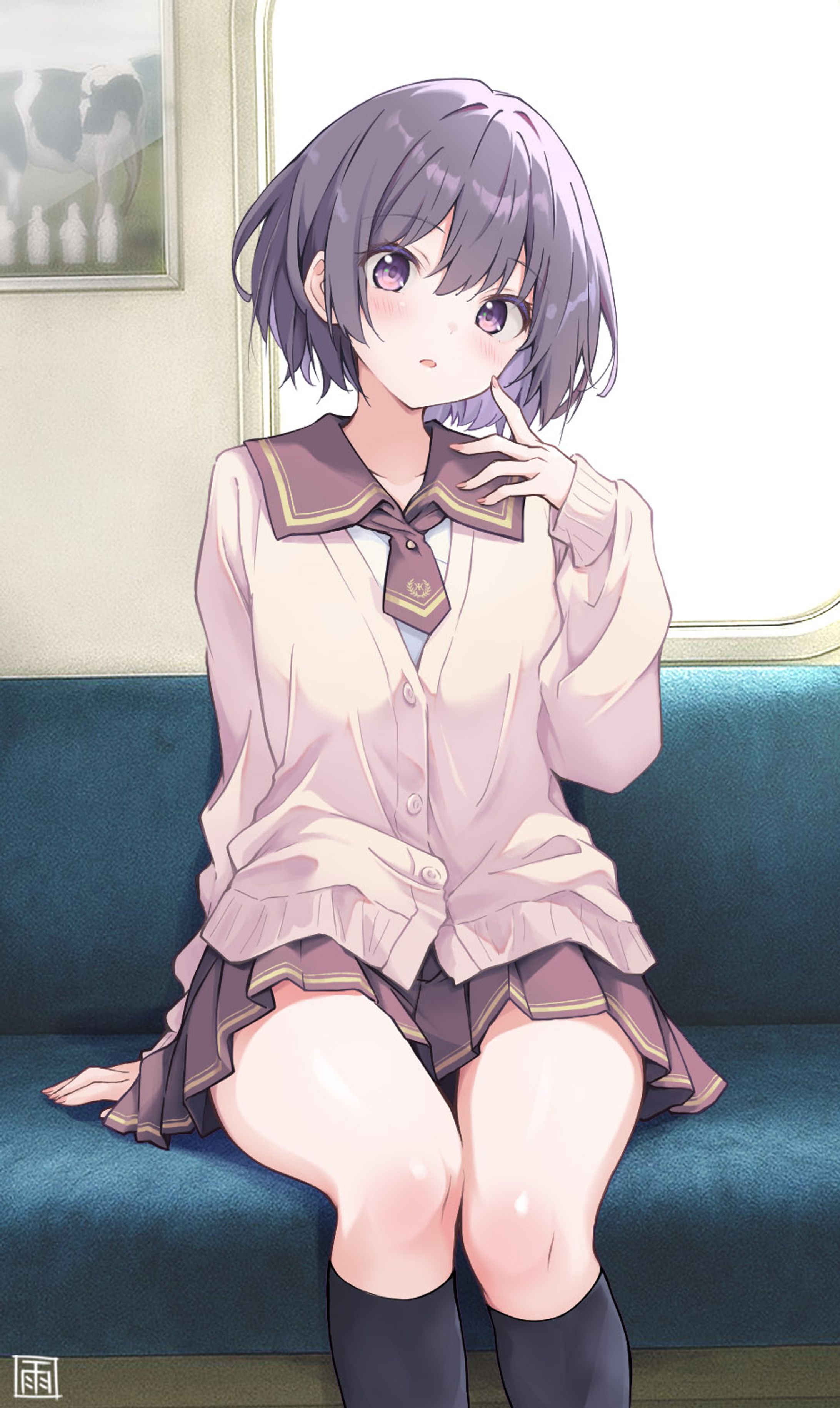 オリジナル制服少女　電車２-1