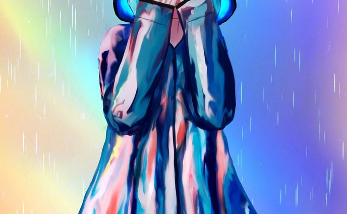 梅雨終わった？
 #梅雨  #レインコート  #イラスト  #illustration  #drawing
