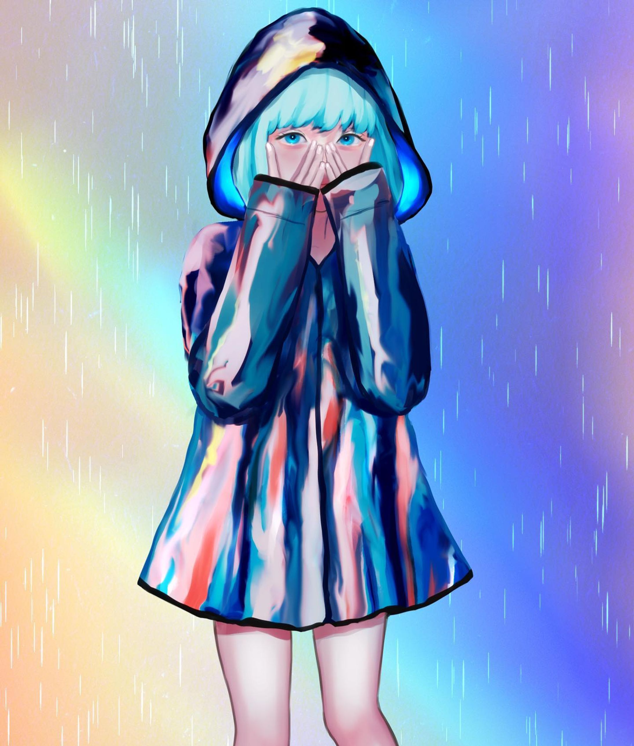 梅雨終わった？
 #梅雨  #レインコート  #イラスト  #illustration  #drawing-1