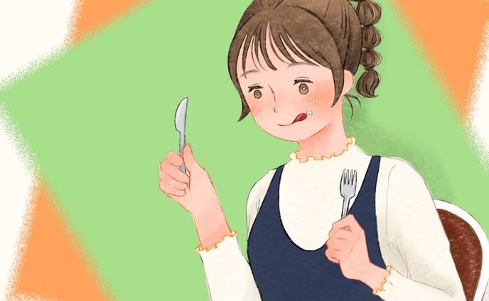 【自主制作】スイーツを食べる女の子