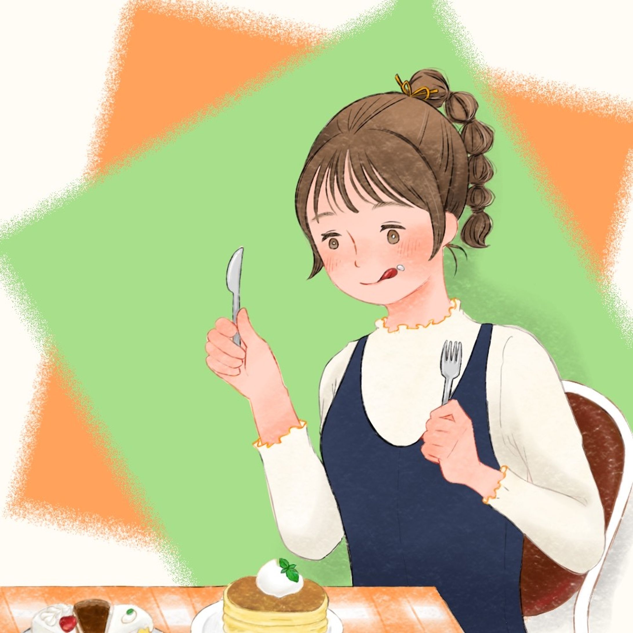 【自主制作】スイーツを食べる女の子-1