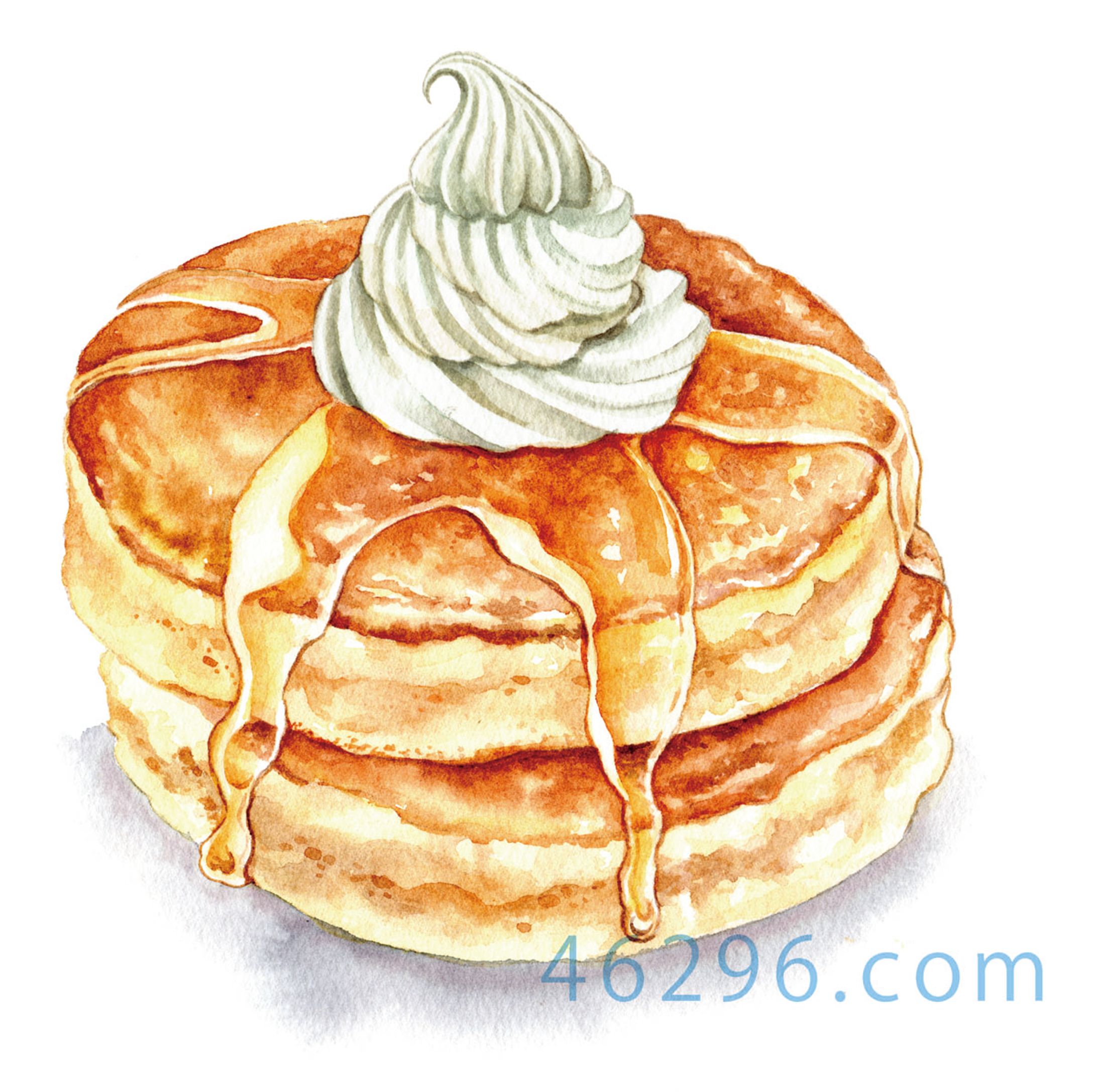 水彩イラスト　パンケーキ-1