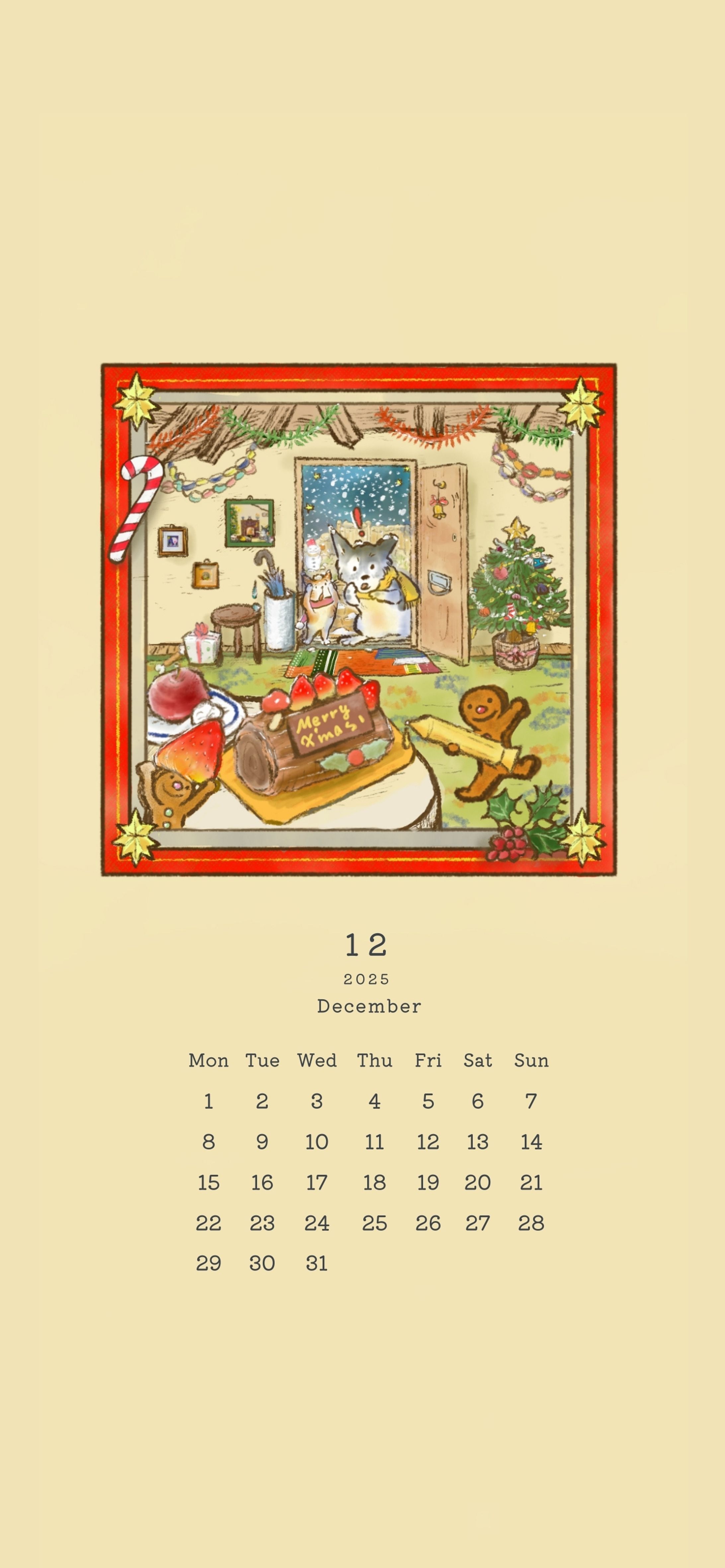 ｜毎月無料配布｜2025年12月 スマートフォン用壁紙カレンダー-1