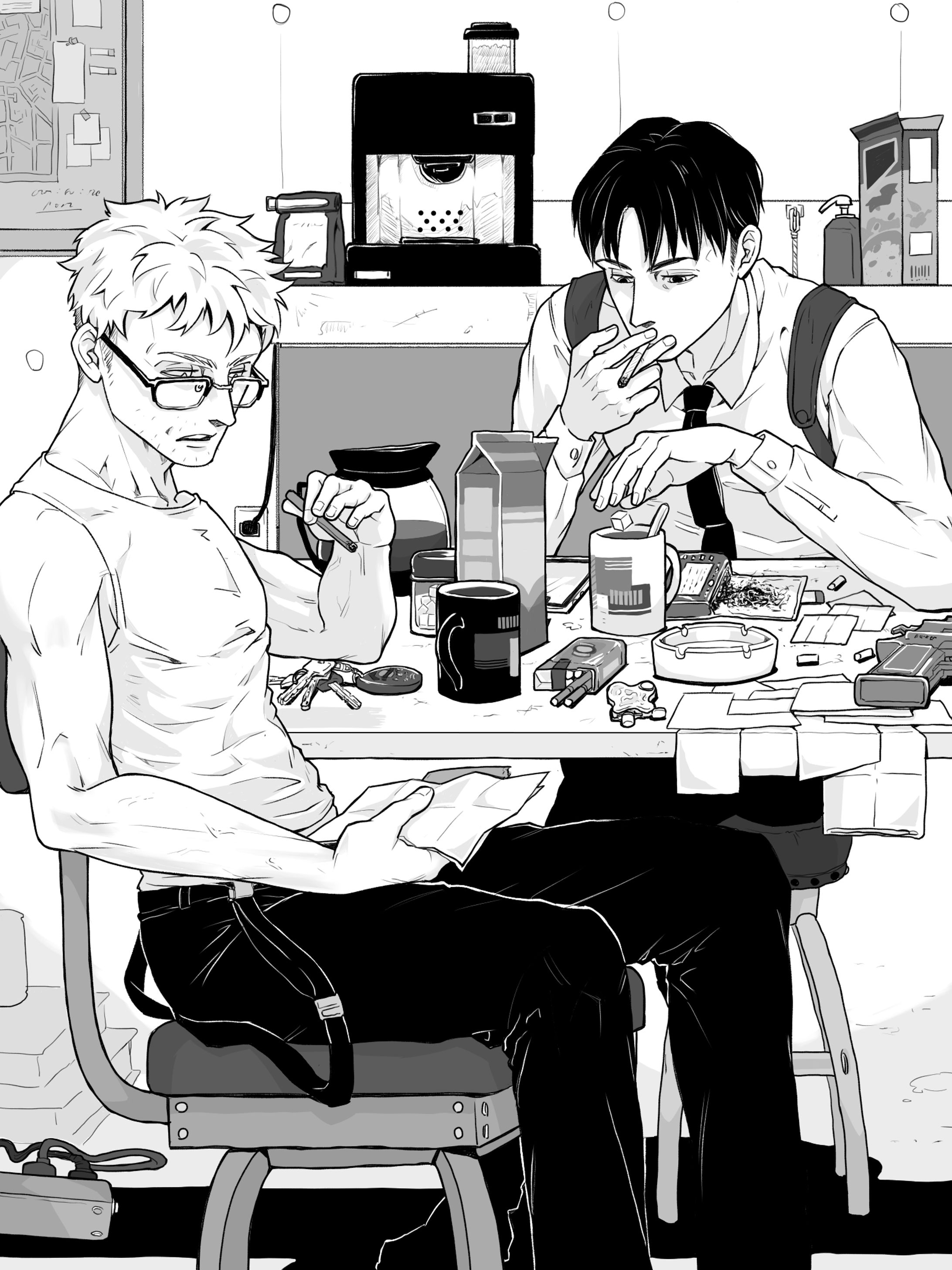 キャラクターイラスト:探偵の朝-1