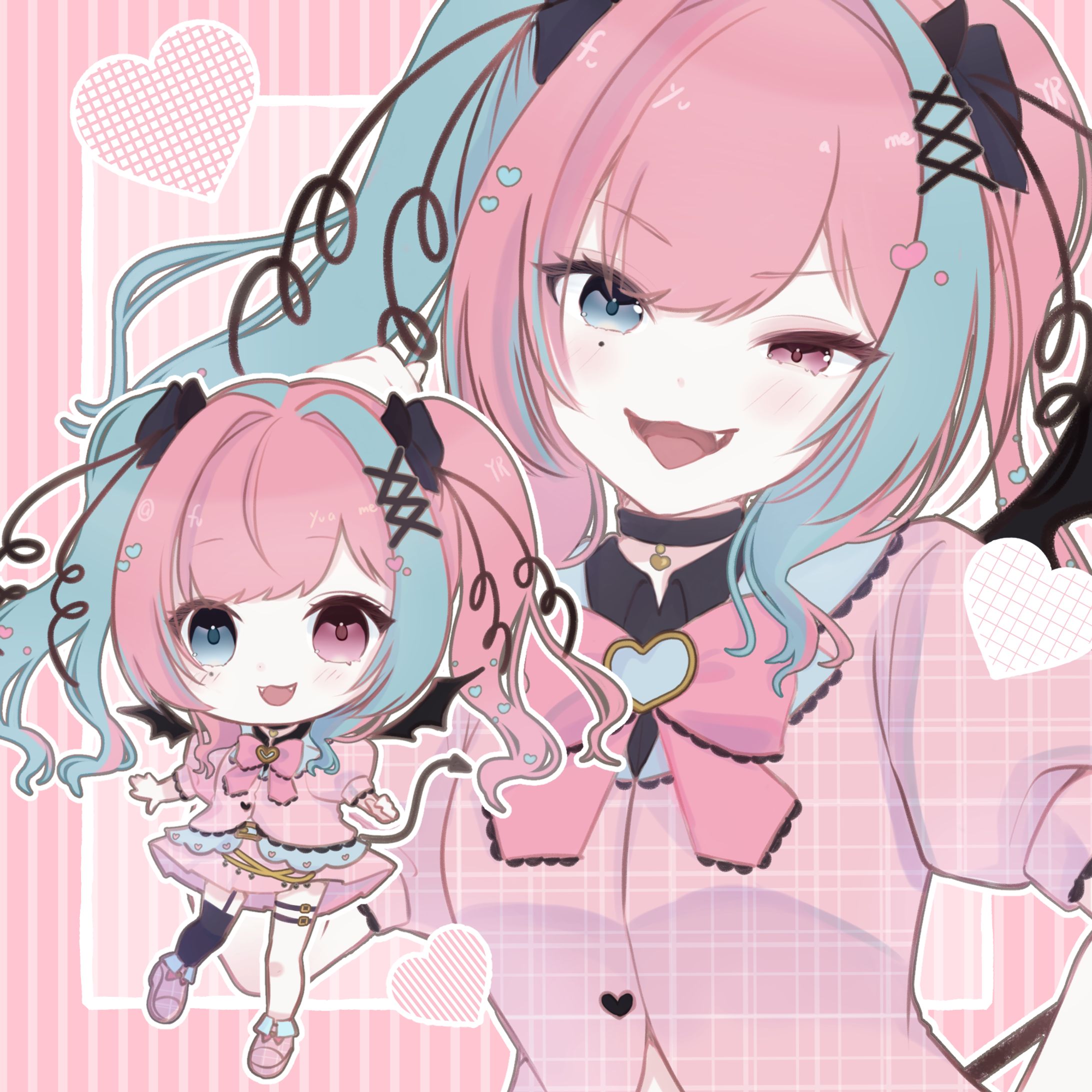 可愛いバイカラーの女の子-1