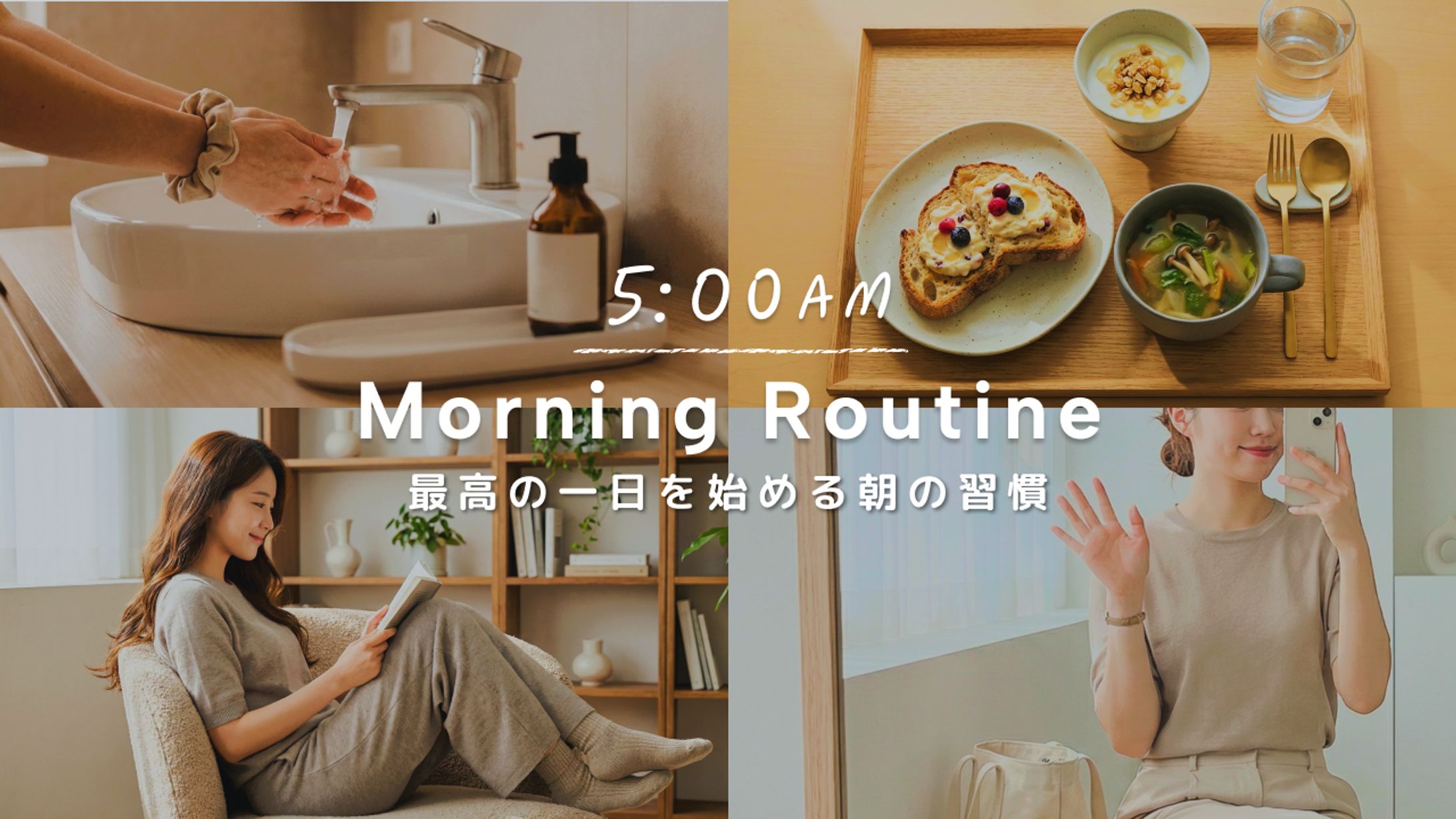 モーニングルーティーンvlogサムネイル（架空）-1